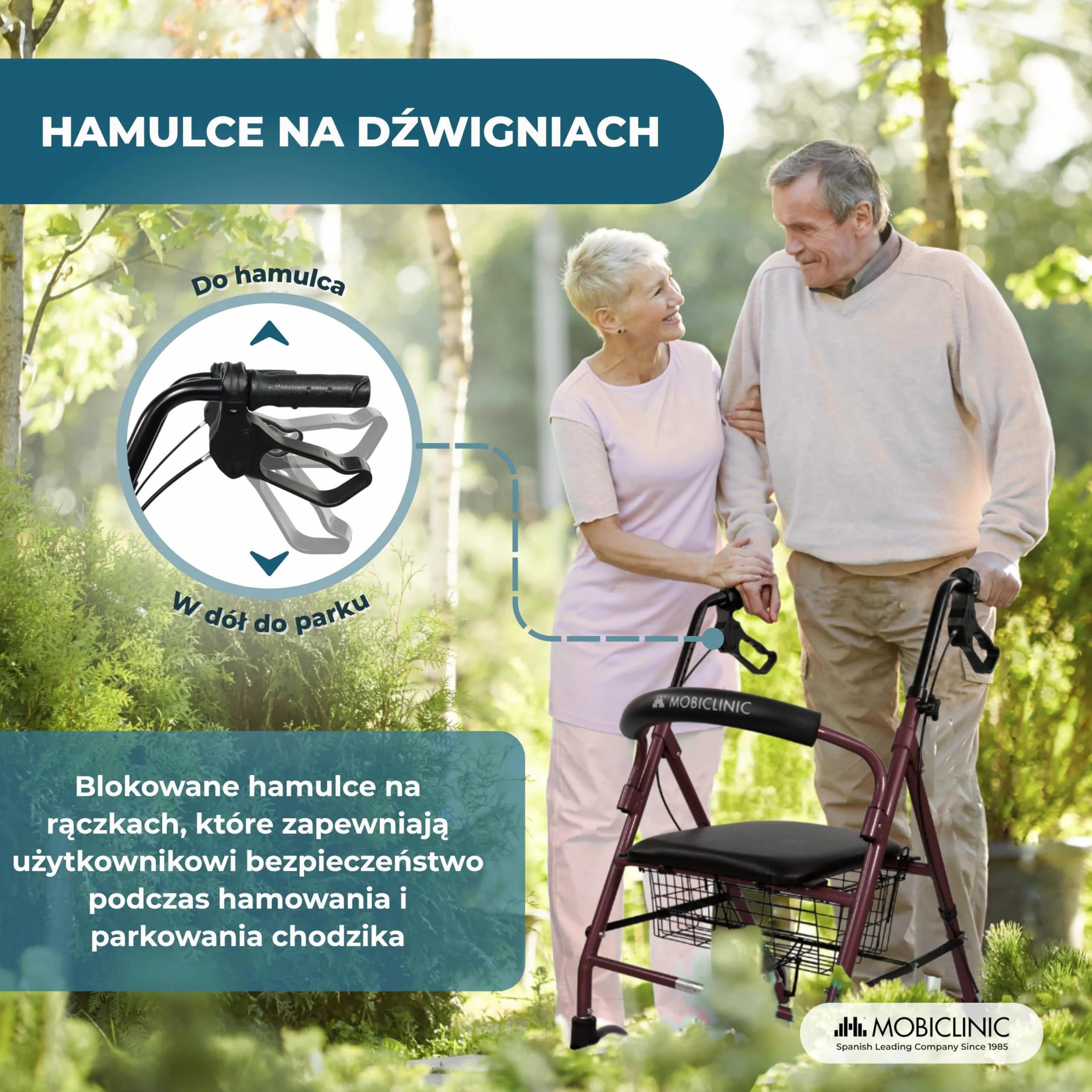 Mobiclinic Escorial Chodzik Składany Aluminium 4 Koła Hamulce na dźwigniach Siedzisko i oparcie Bordeaux