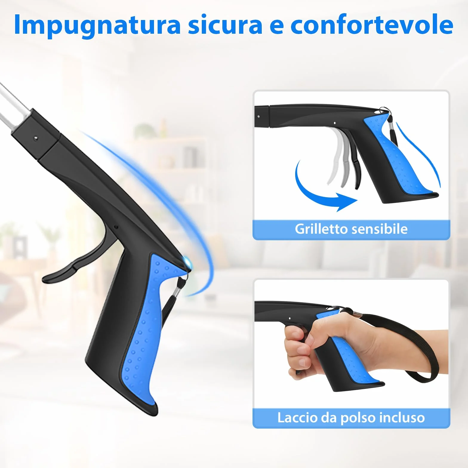 Szczypce chwytakowe 91 cm dla seniorów – składane szczypce chwytające z mocnym uchwytem i głowicą obrotową 360°, ergonomiczny uchwyt dla seniorów, wytrzymałe szczypce do śmieci do codziennych zadań