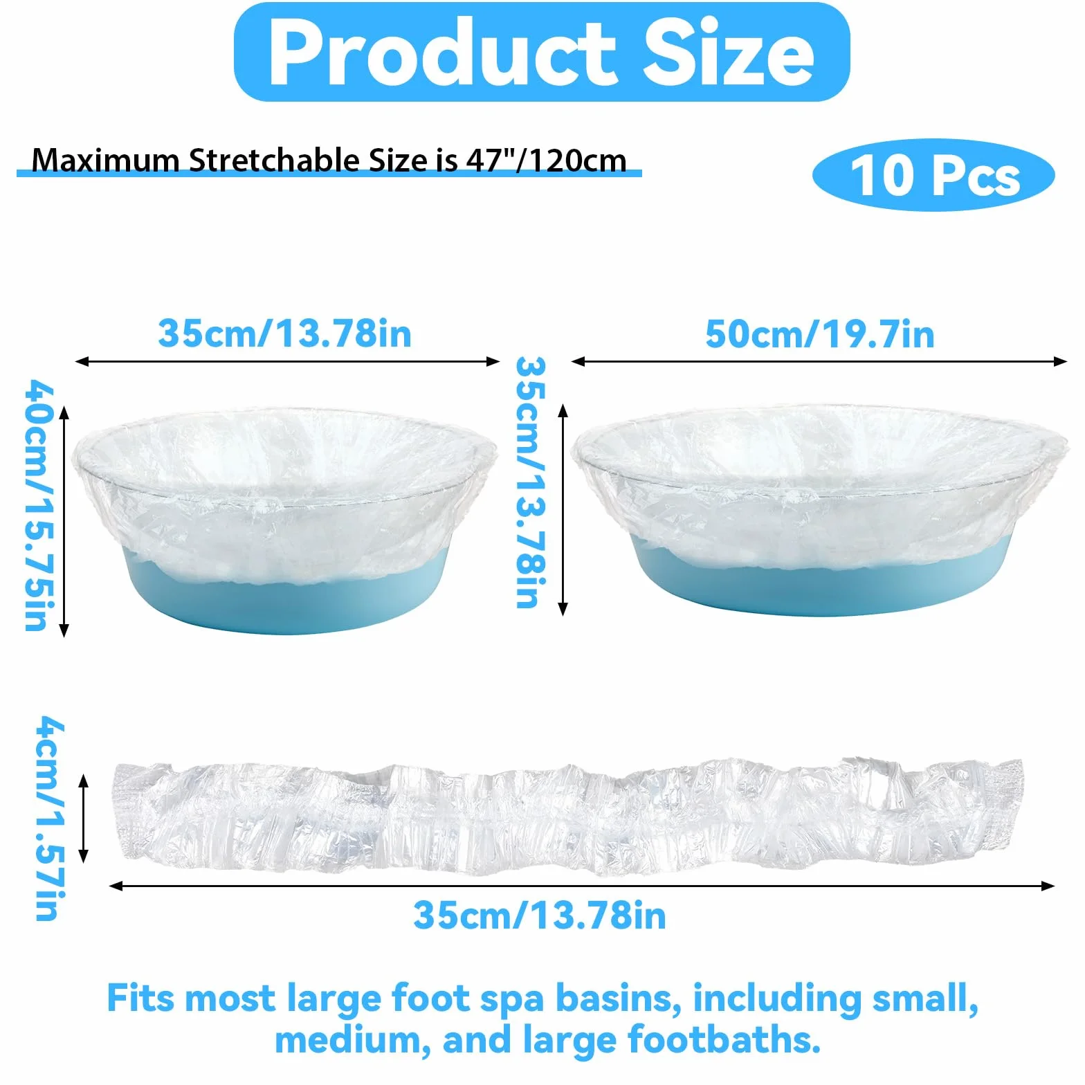 Jednorazowy worek do wanny dla stóp, 100 x 100 cm, plastikowy, do pedicure stóp, higieniczna pielęgnacja stóp, nadaje się do spa, podologii (100 x 100 cm)