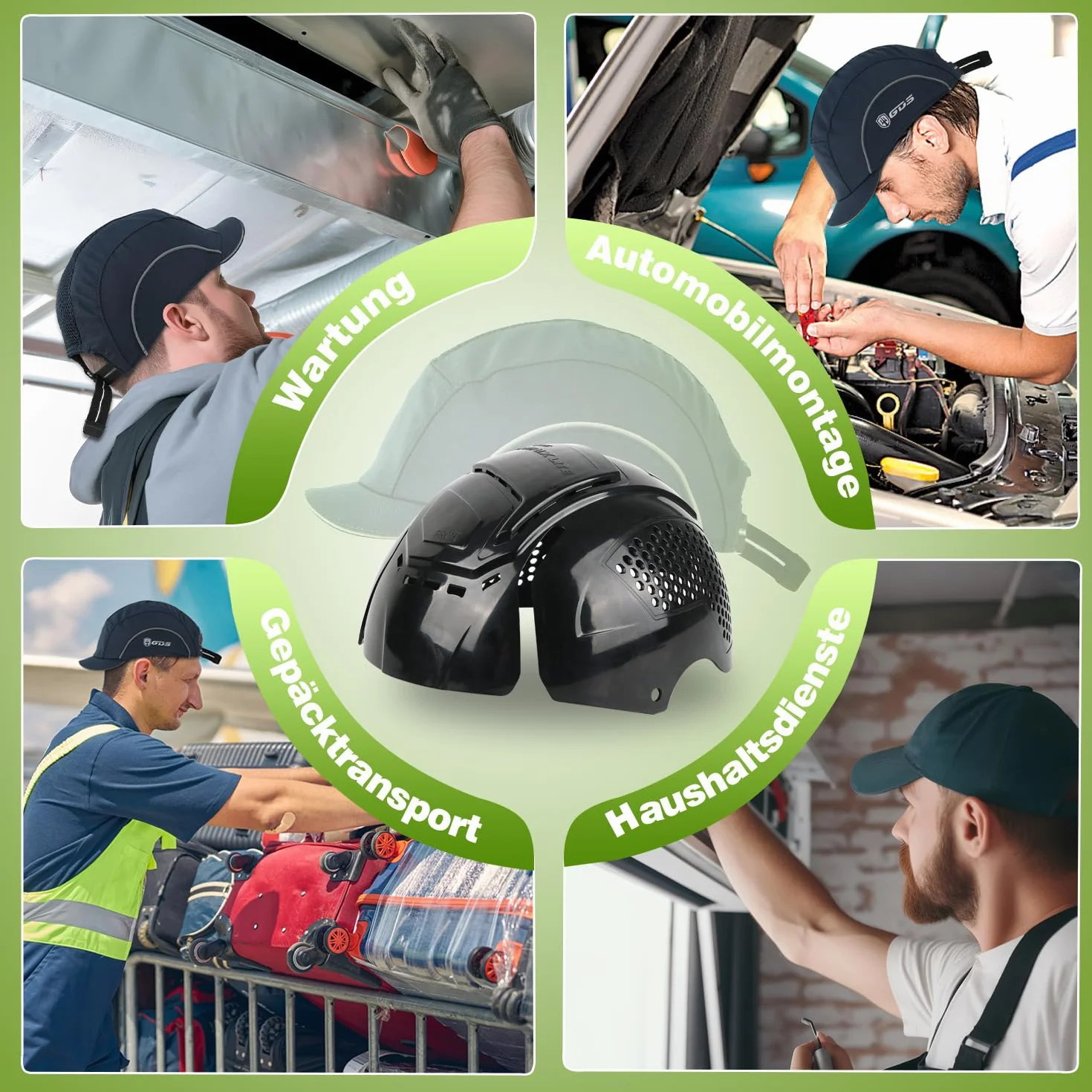 GREEN DEVIL Matrix Lite uniwersalna czapka ochronna na głowę, z twardą powłoką, ABS, oddychająca, lekka, odporna na wstrząsy, pasuje do każdego kapelusza baseballowego lub hardhatów