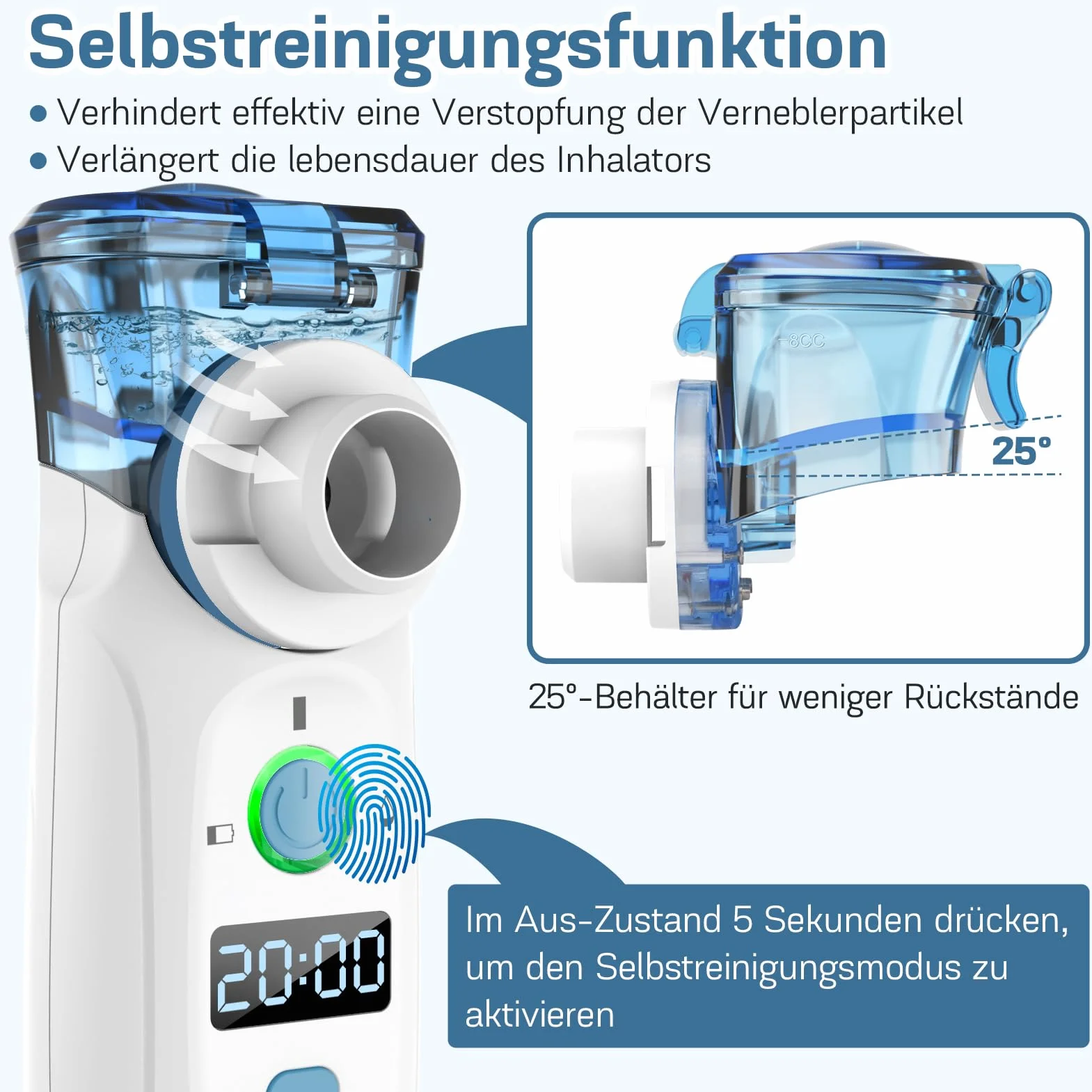 Nigecue Inhalator Przenośny Zestaw Nebulizatora Cichy Nebulizator z Ustnikiem i Maseczką dla Dzieci i Dorosłych, Ładowany przez USB