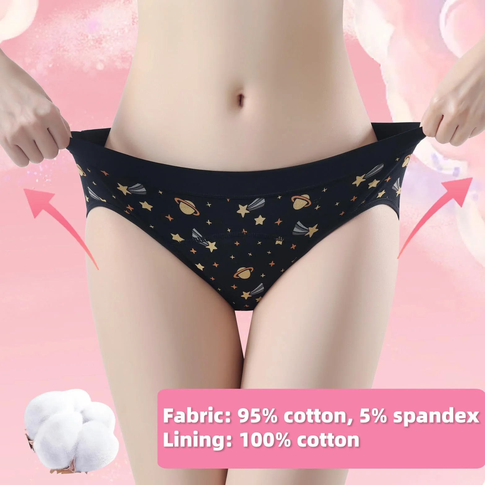Dziewczęce spodnie menstruacyjne majtki dla nastolatków chłonne majtki miesiączkowe bawełniane majtki cykl menstrualny dla kobiet 8-18 lat (3 Space, 8-10 lat)