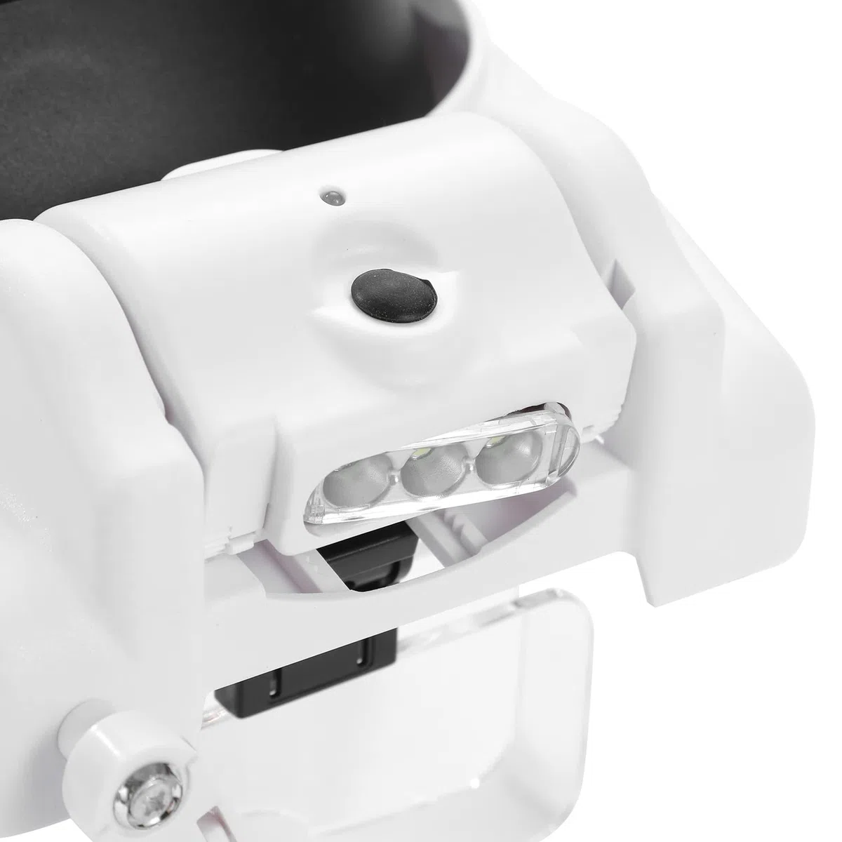 NEW FLASH Lupa na głowę ze światłem LED, ładowana przez USB, zestaw głośnomówiący do montażu na głowie, lupa z 6 odłączanymi soczewkami do pracy w bliskim czasie do czytania biżuterii, rękodzieła, elektroniczna naprawa 406202