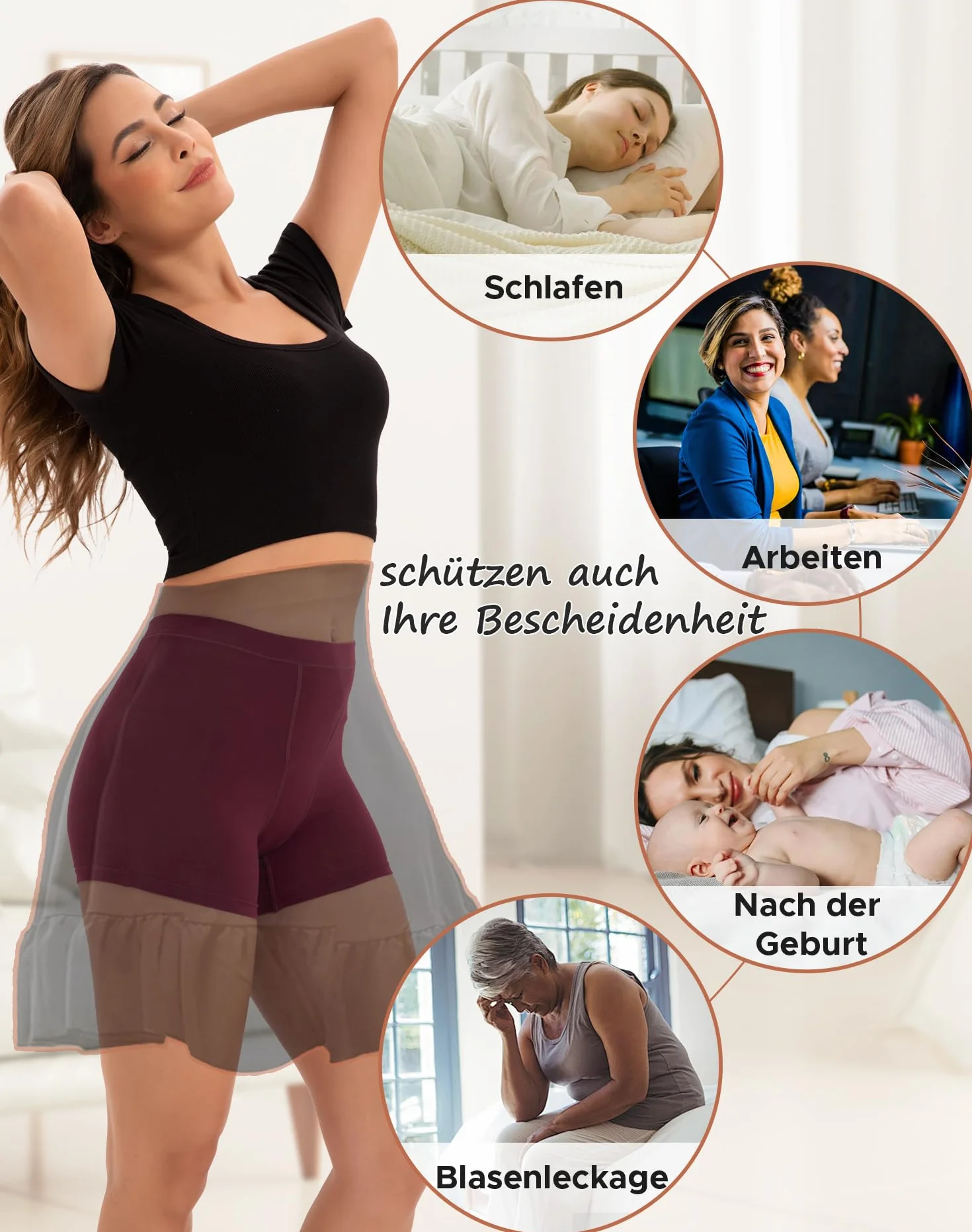 INNERSY Bielizna okresowa, silne krwawienie, bokserki damskie, wysoka talia, bielizna menstruacyjna