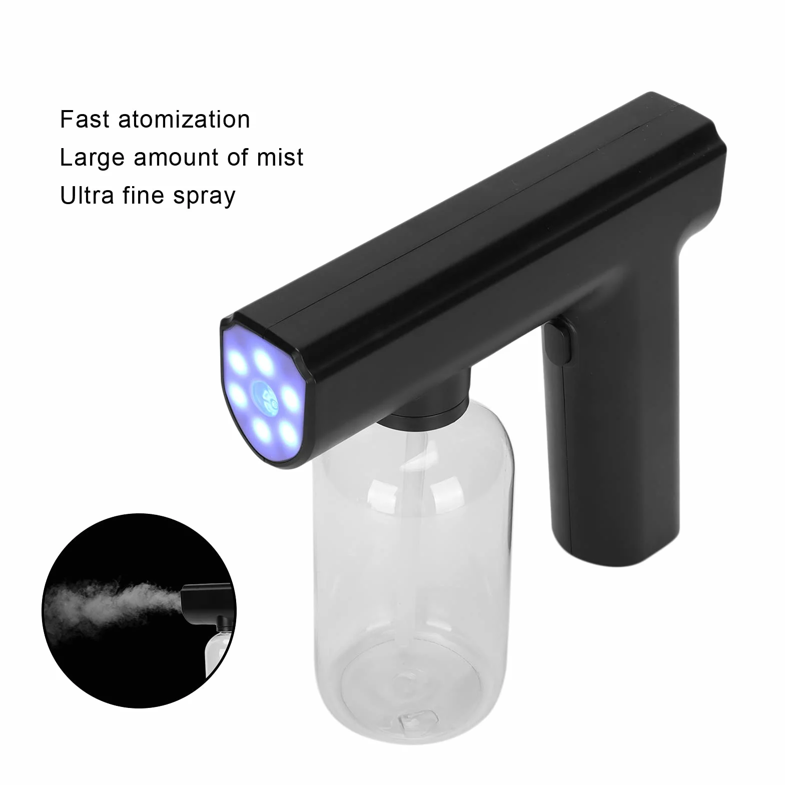Pistolet parowy, elektryczny pistolet natryskowy, atomizer nanometryczny, bezprzewodowy nebulizator, akumulatorowy pistolet natryskowy, rozpylacz, maszyna do natryskiwania (czarny)