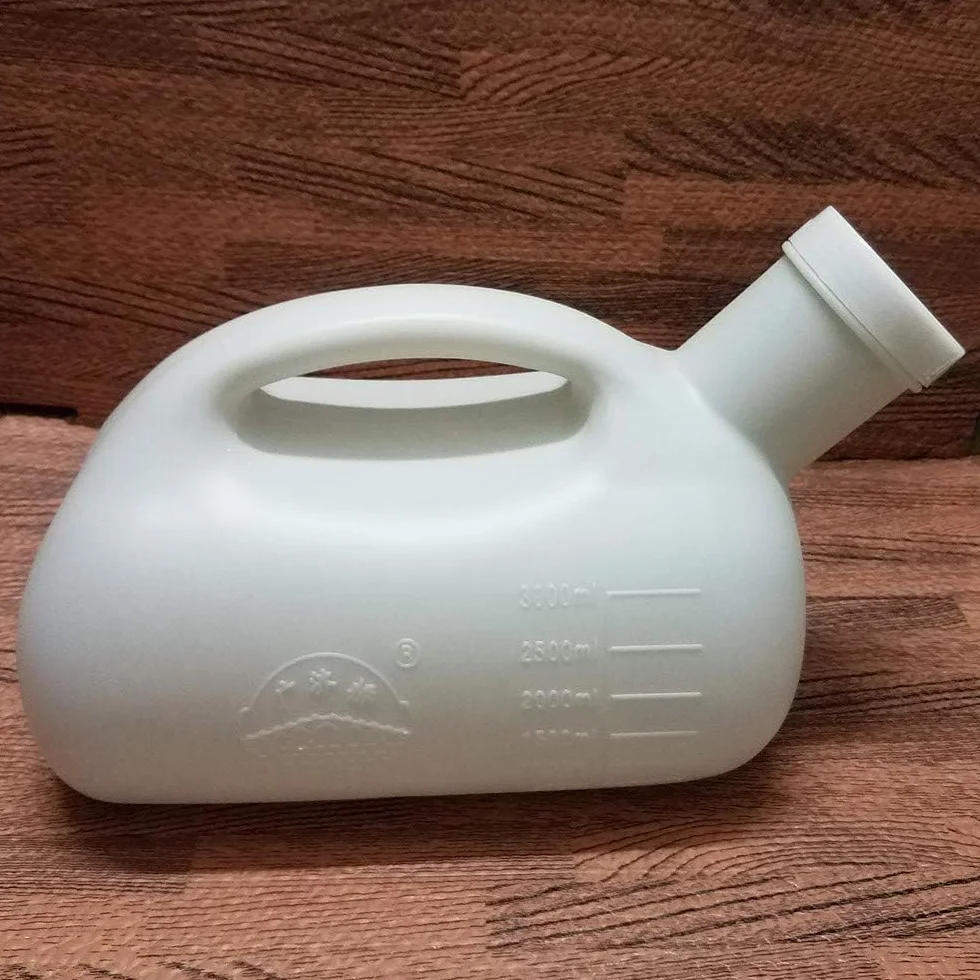 Butelka na mocz dla mężczyzn, 3000 ml, dla mężczyzn z pokrywką, na mocz, do szpitala, na zewnątrz, do samochodu, na kemping – biała