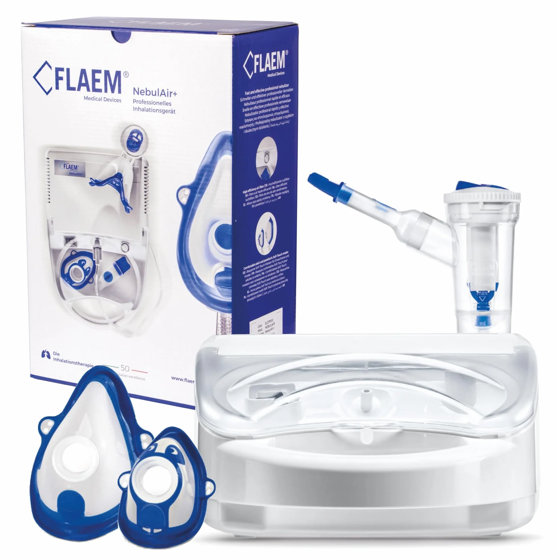 FLAEM Nebulair+ Inhalator Pneumatyczno-Tłokowy RF7 Dual Speed Plus, Dwie Prędkości, Cichy
