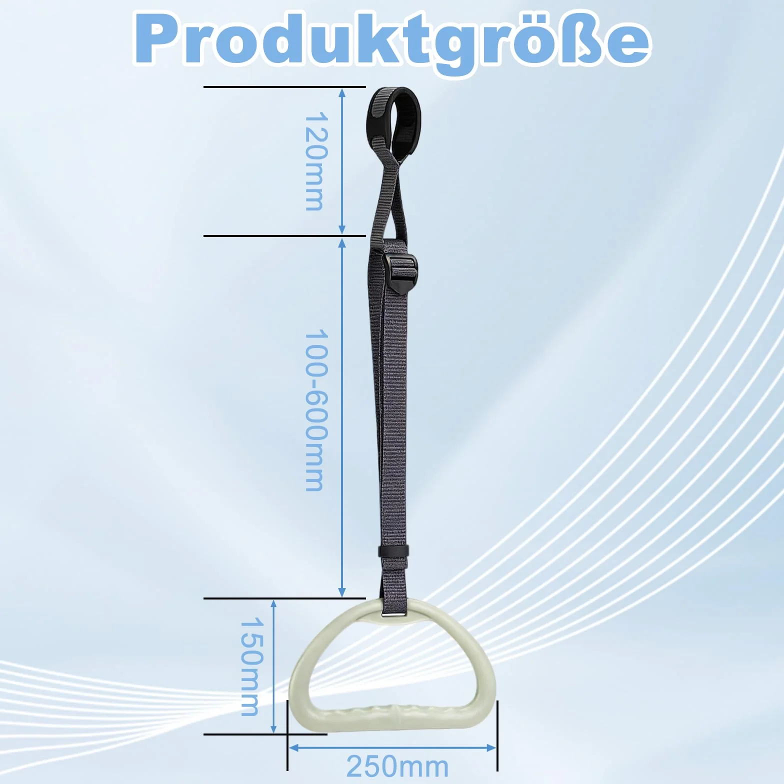 Foonary Uchwyt do baldachimu, antypoślizgowy, trapezowy uchwyt z regulowanym paskiem, ergonomiczny kształt, uchwyt łóżka z regulacją wysokości, uchwyt do prostowania, uchwyt zapasowy do baldachimu