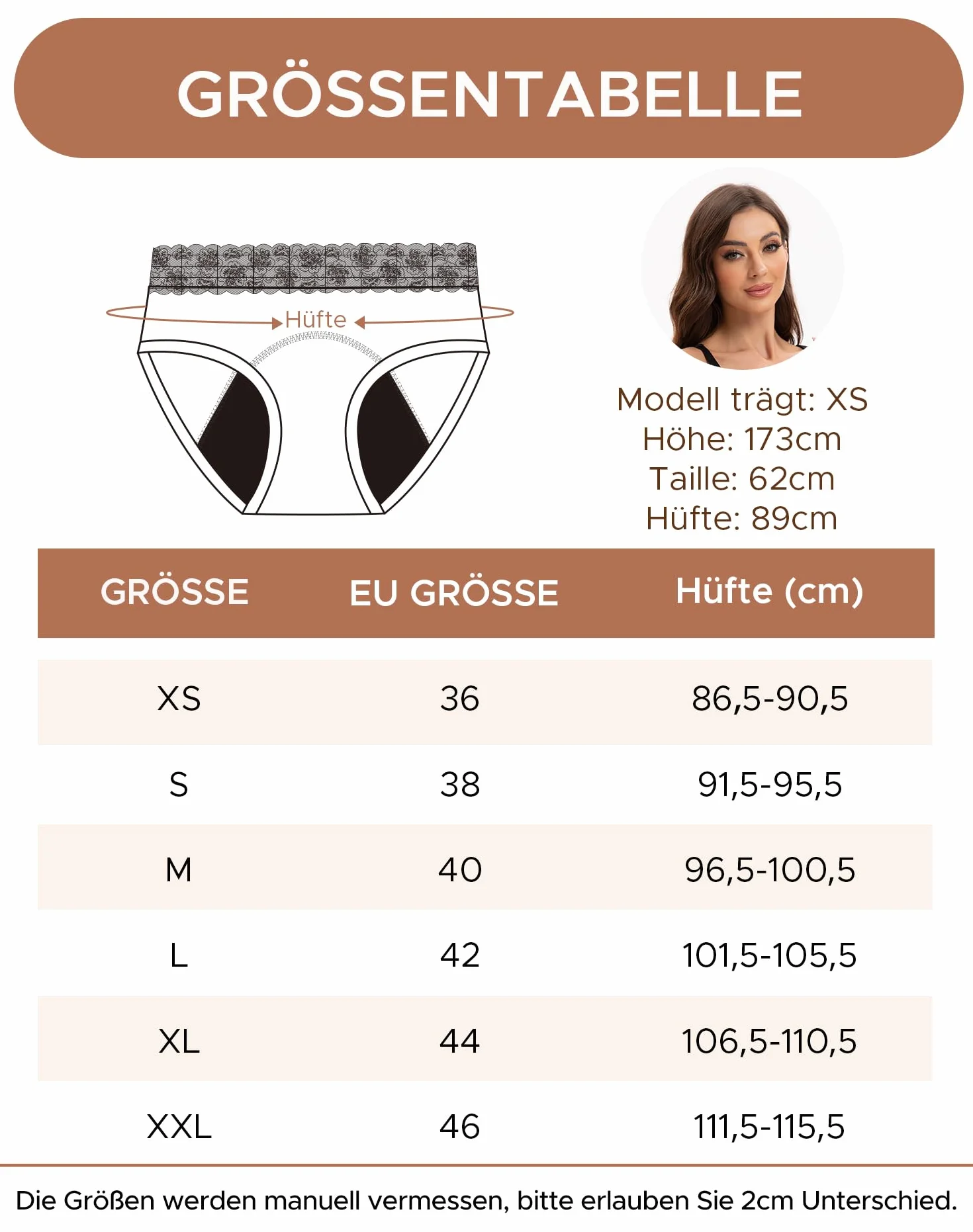 INNERSY Bielizna miesiączkowa z krótkim okresem krwawienia / umiarkowanego krwawienia, majtki miesiączkowe, koronka, 3 sztuki