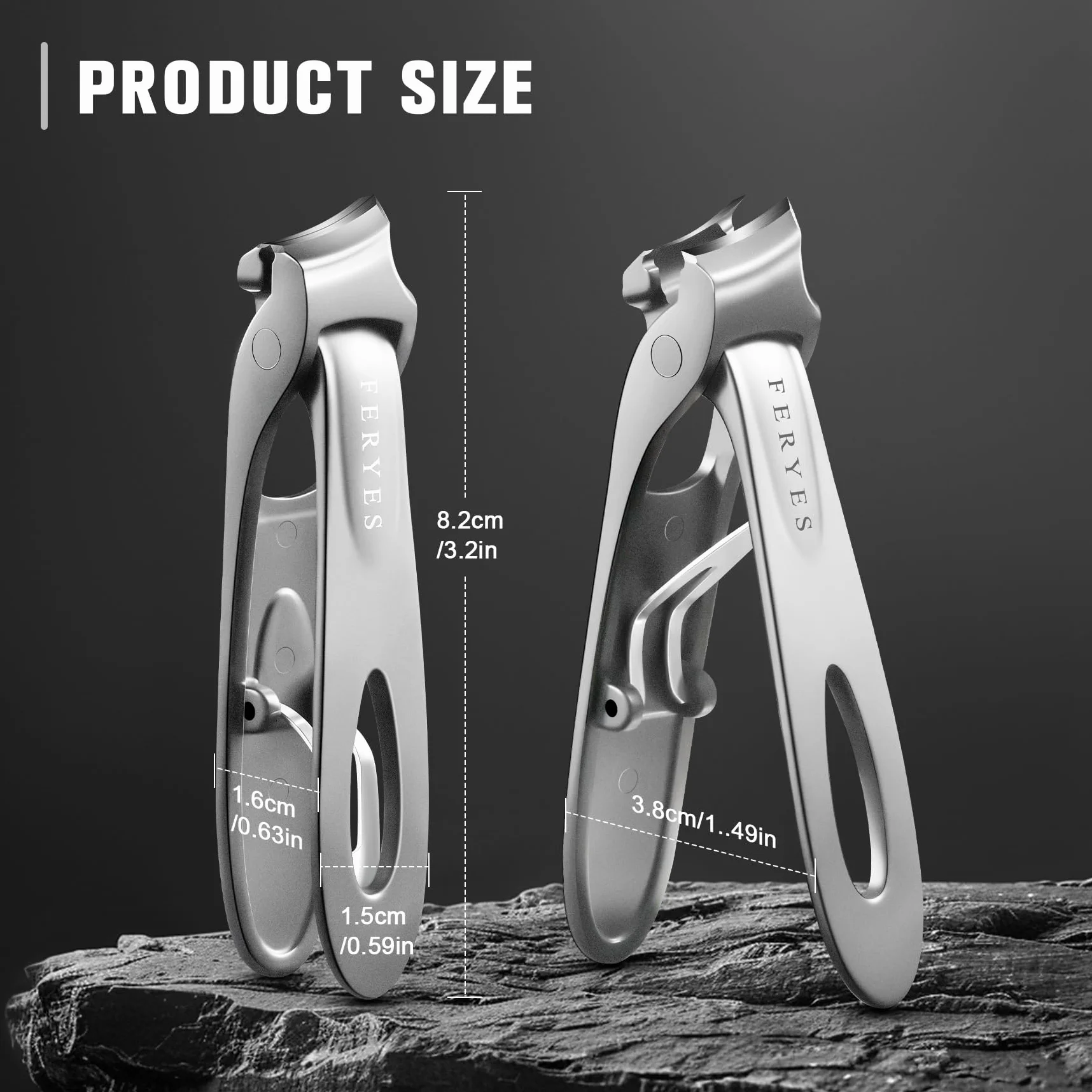 FERYES Wytrzymałe szerokie otwarcie szczęk, ukośne, zakrzywione ostrze, obcinacz do paznokci dla mężczyzn, grube paznokcie, ultra ostre, profesjonalne, do wrastających twardych paznokci, dla seniorów,