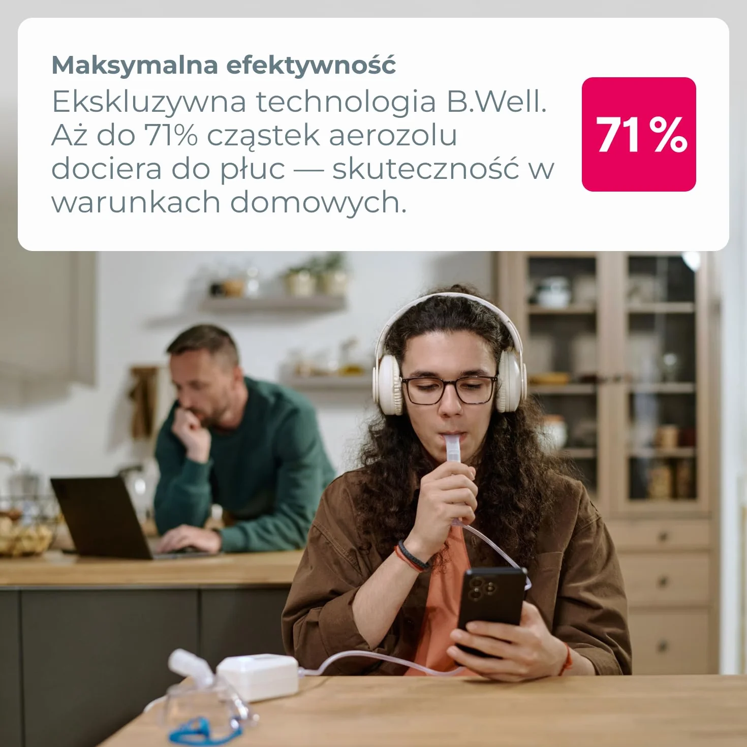 B.Well Inhalator Nebulizator Tłokowy 44 dB 100x54x51 mm z Maskami