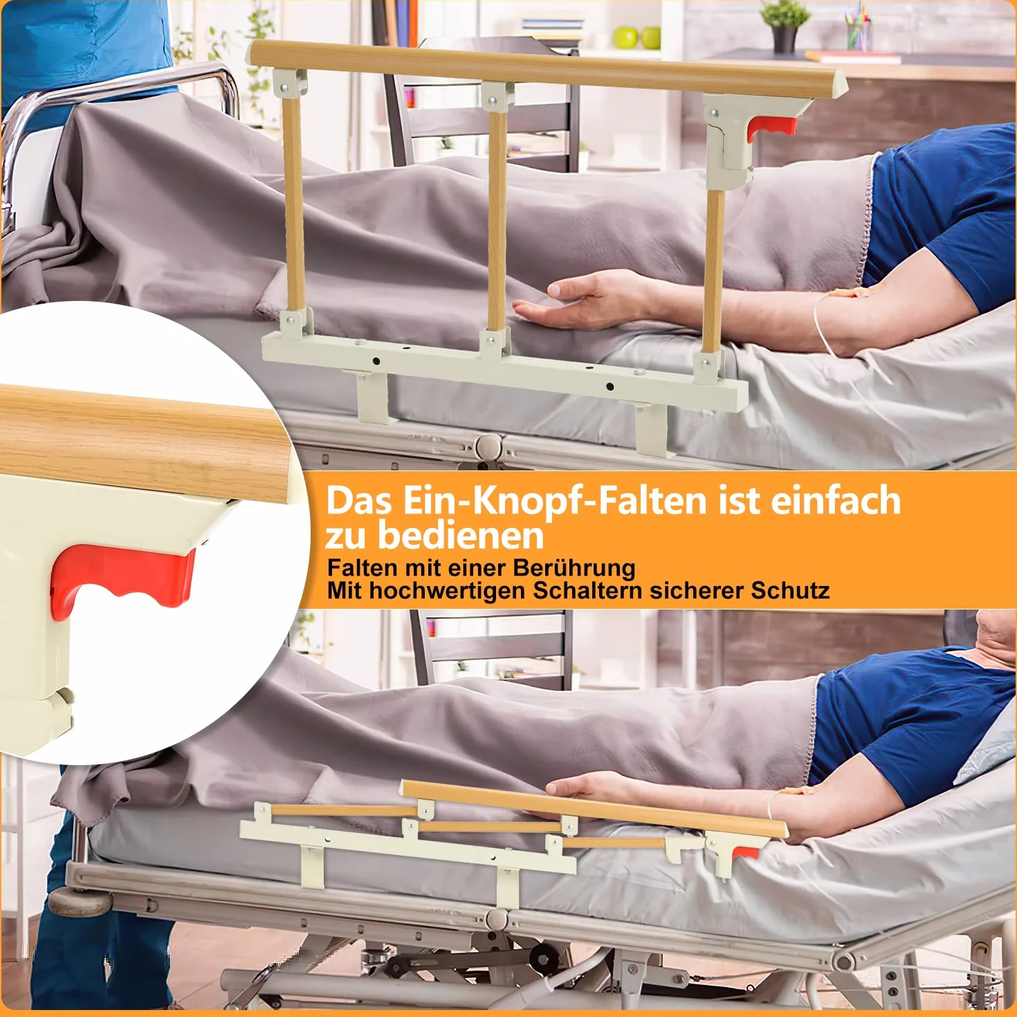 Sonnewelt Barierka ochronna do łóżka składana dla seniorów i dorosłych