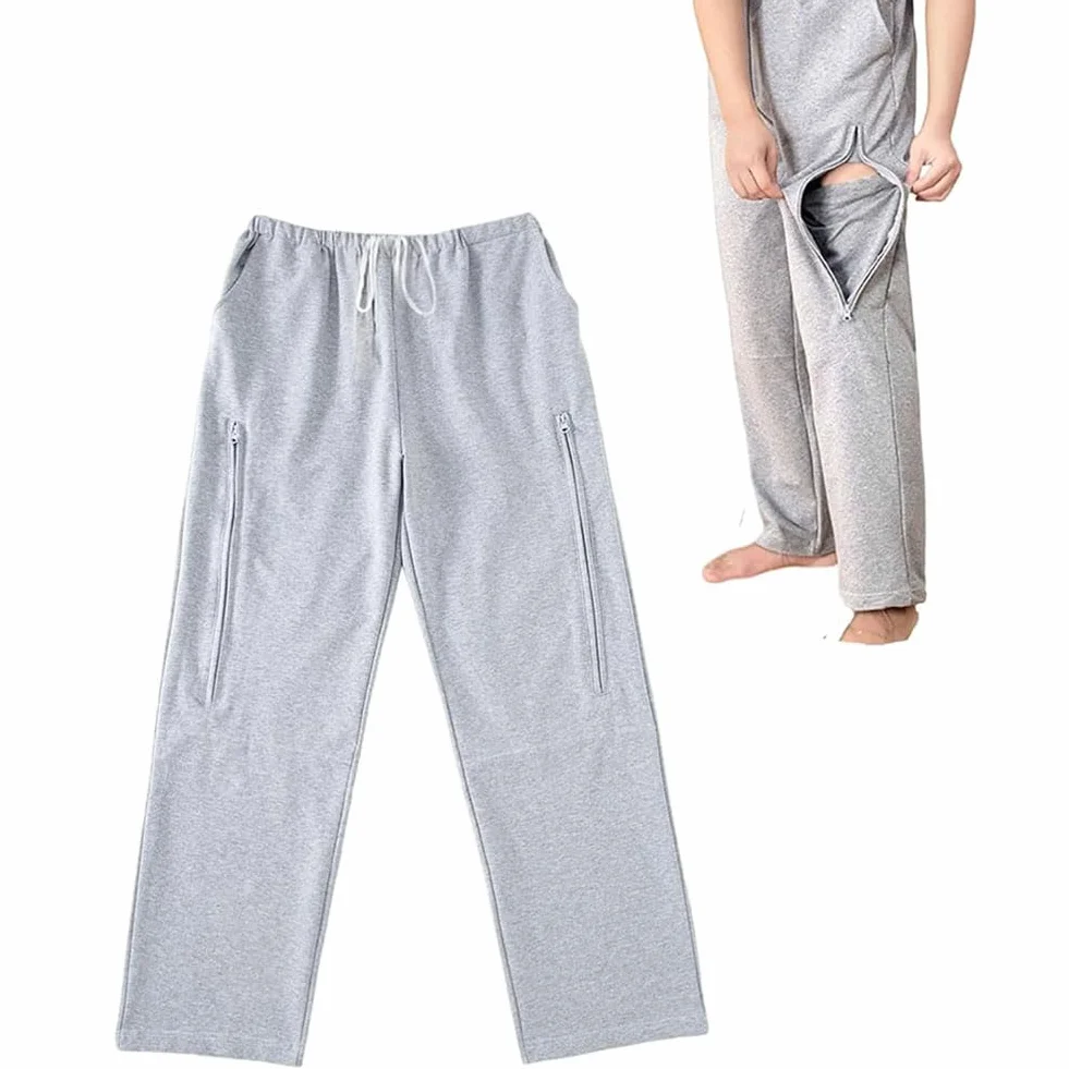 Spodnie Z Workiem Na Nogę Do Cewnika, Na Nietrzymanie Moczu, Nefrostomii, Unisex, Szary, Rozmiar L