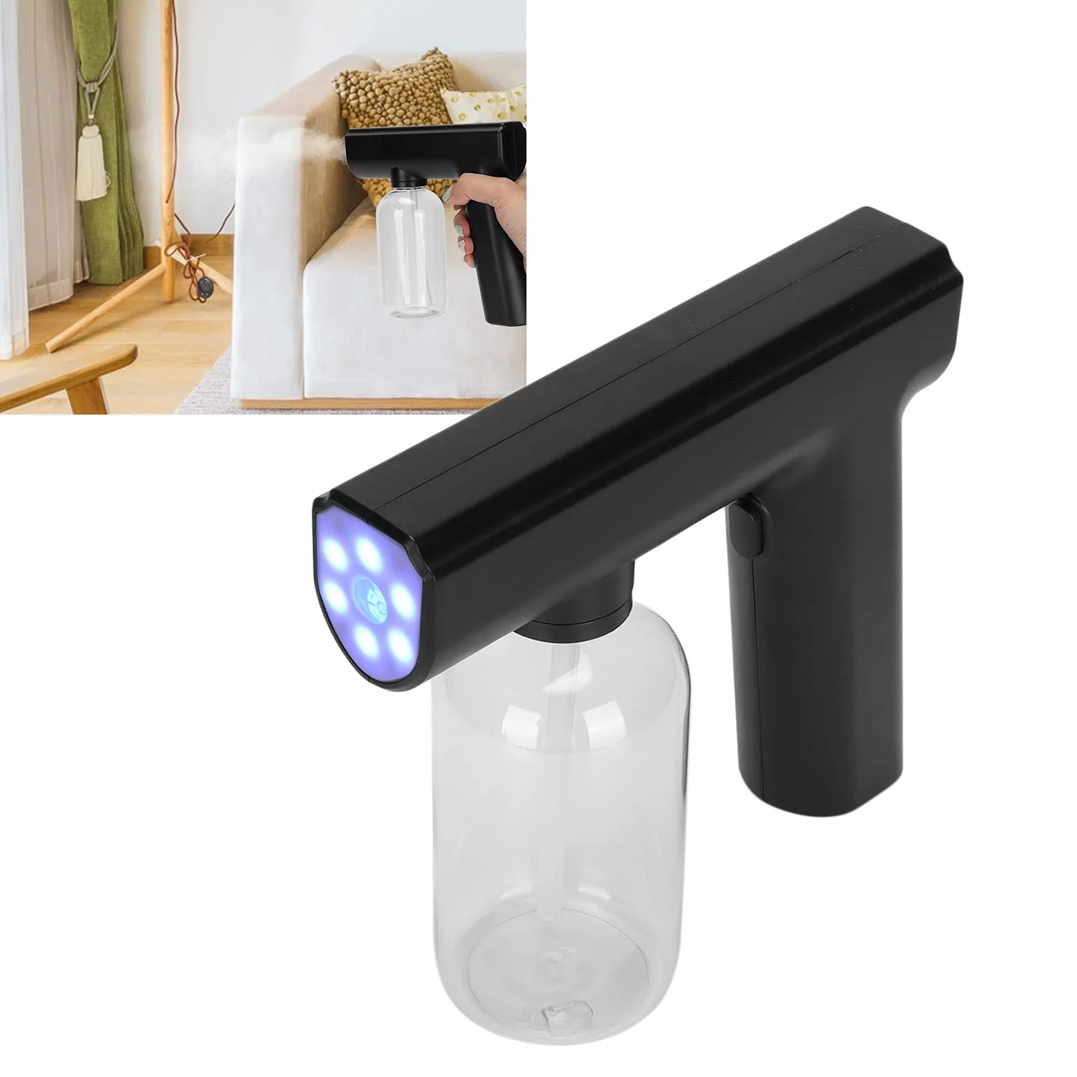 Pistolet parowy, elektryczny pistolet natryskowy, atomizer nanometryczny, bezprzewodowy nebulizator, akumulatorowy pistolet natryskowy, rozpylacz, maszyna do natryskiwania (czarny)