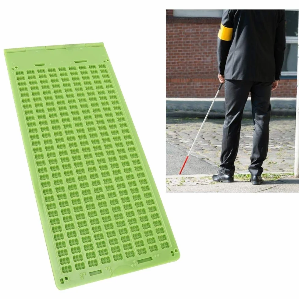 Braille Aids narzędzie do pisania, narzędzie Braille Aids przenośne plastikowe 9 linii 30 komórek Braille do pisania łupki dostępne z małym stylem, zapewniając idealne wrażenia z nauki Braille'a