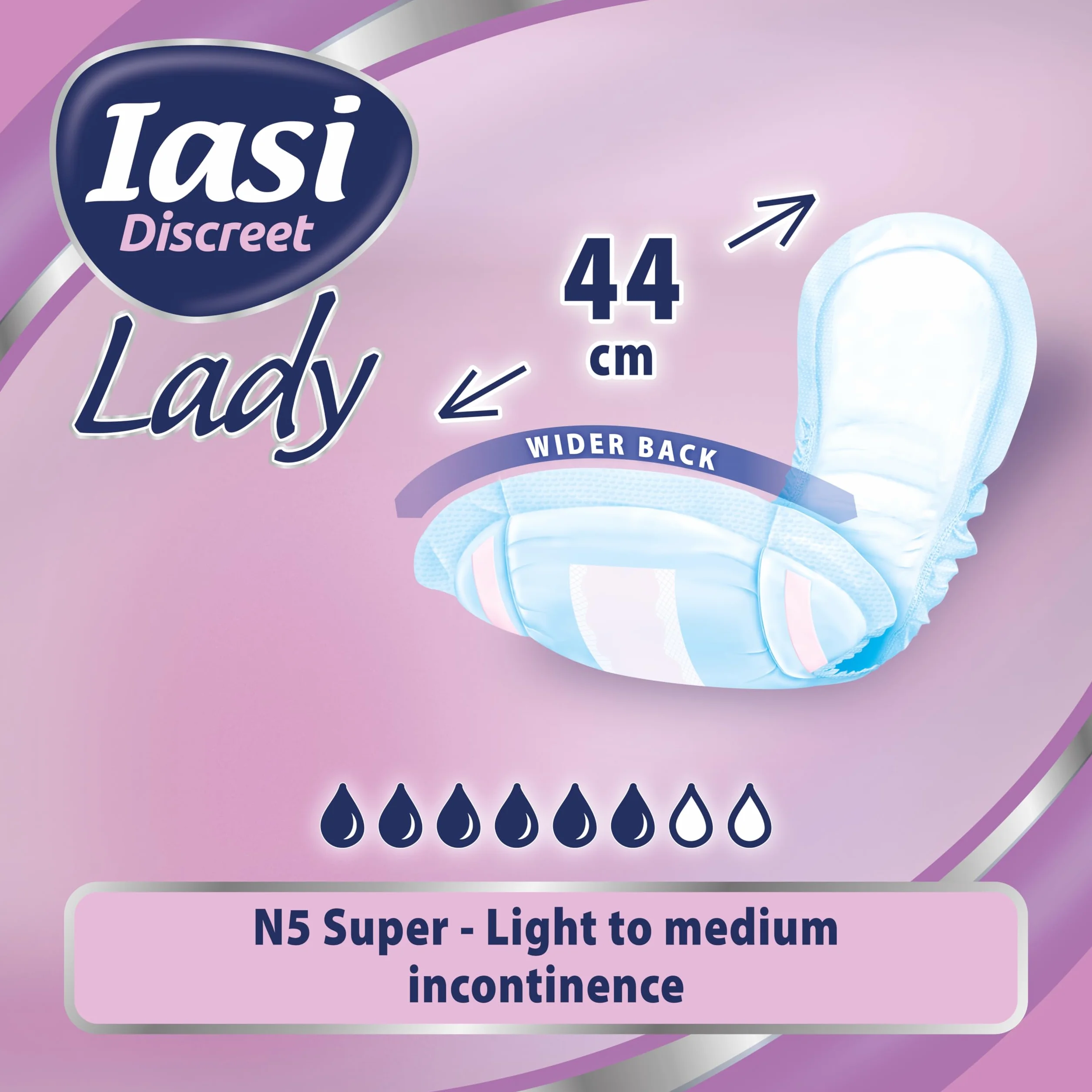 IASI Dyskretny LADY, Sorbenty do wycieku moczu Kobiece lekkie i umiarkowane, Super rozmiar, 10 jednostek