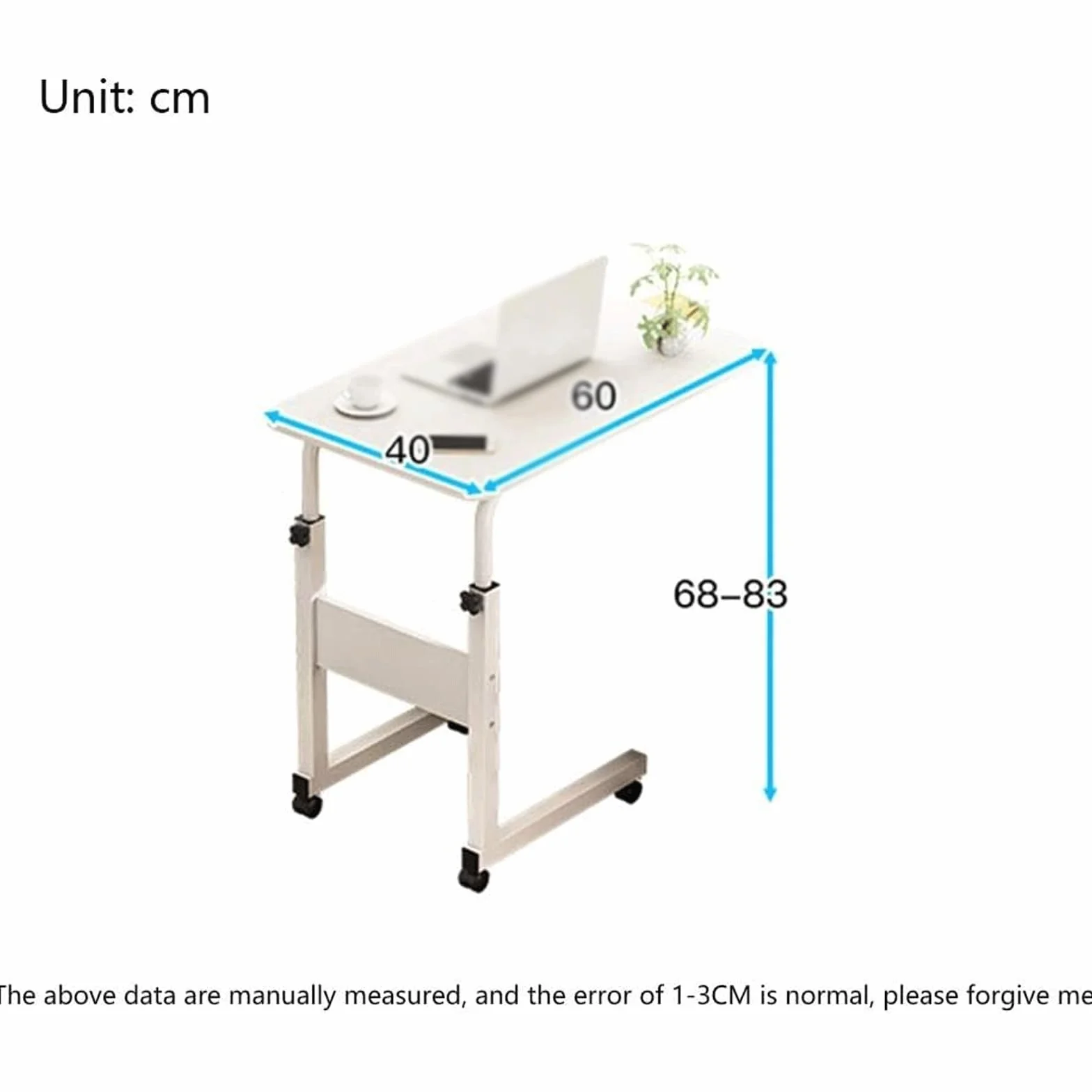 Mobilny stolik boczny w kształcie litery C z kółkami i regulacją wysokości Stół szpitalny