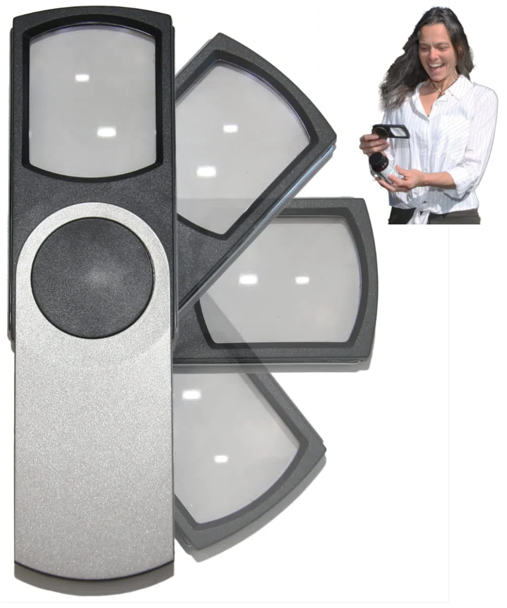 EasY Magnifier Małe okulary powiększające do czytania 3,0 x ze światłem LED; podświetlane kwadratowe szkło lupowe; mocna lupa rzemieślnicza dla osób starszych prezent