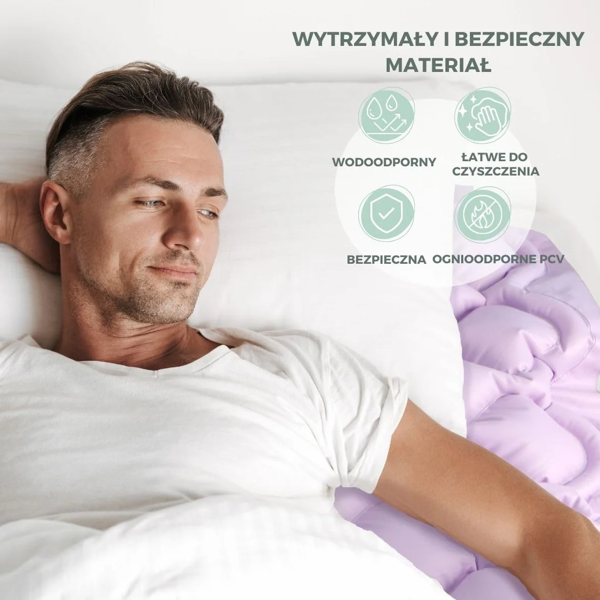 Mobiclinic® Materac przeciwodleżynowy z powietrzem zmiennym Model mobi 1, Ognioodporny, Medyczny PVC, 130 komórek, Liliowy