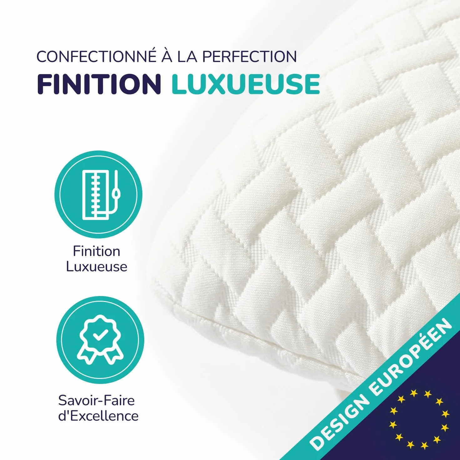 ZenPur Oreiller Ergonomique Cervical Orthopédique, Coussin Mémoire de Forme, Anti Acarien & Ronflement, Housse Bambou, Fabriqué EU