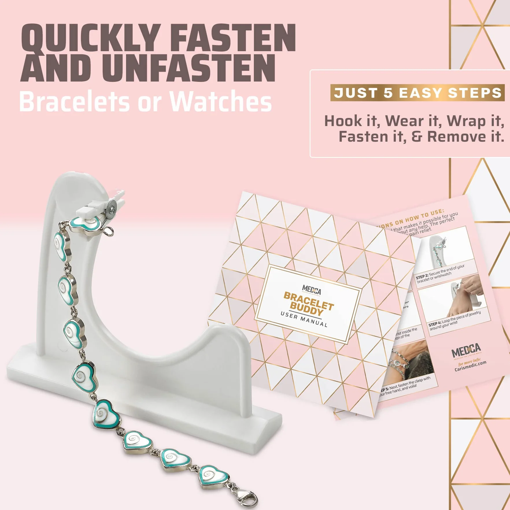 Medca Bracelet Buddy- Biżuteria Pomocnik zapinania pomocy szybko zapinać i odpinać bransoletki lub zegarki - 2 Pack
