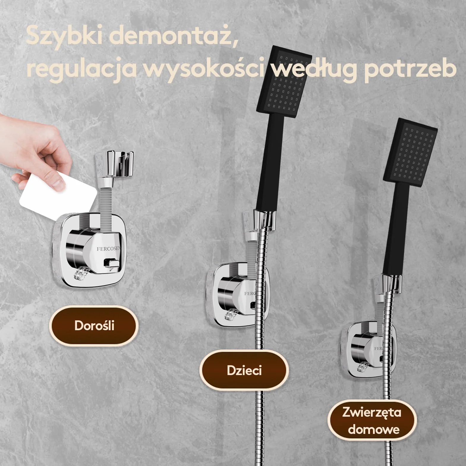360° Obrotowy Uchwyt Prysznicowy Z Przyssawką | Nośność 10 kg, Szybki Montaż W Kilka Sekund | Antypoślizgowa Konstrukcja Odporna Na Rdzę