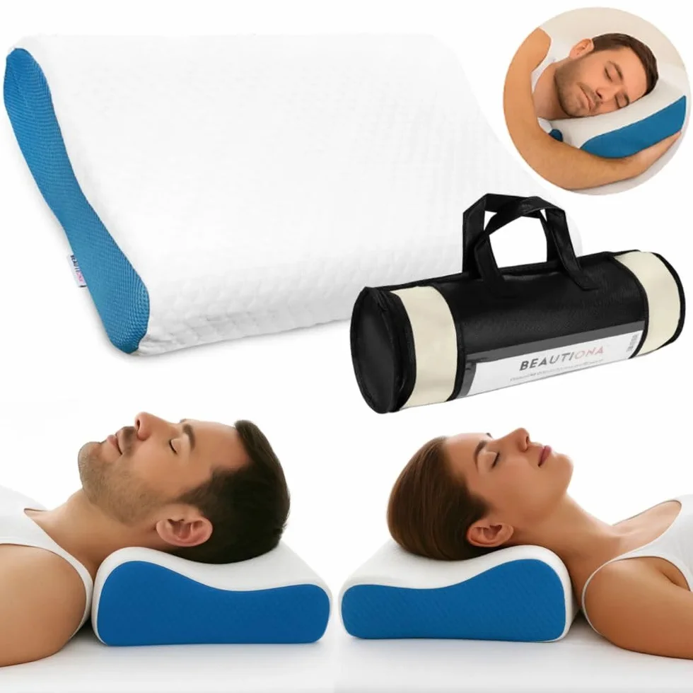Ortopedyczna poduszka przeciw chrapaniu 60 x 40 x 12 cm – ergonomiczna poduszka pod kark z pianki z pamięcią kształtu zapobiega chrapaniu – poduszka dla osób śpiących na boku i plecach, zdejmowana