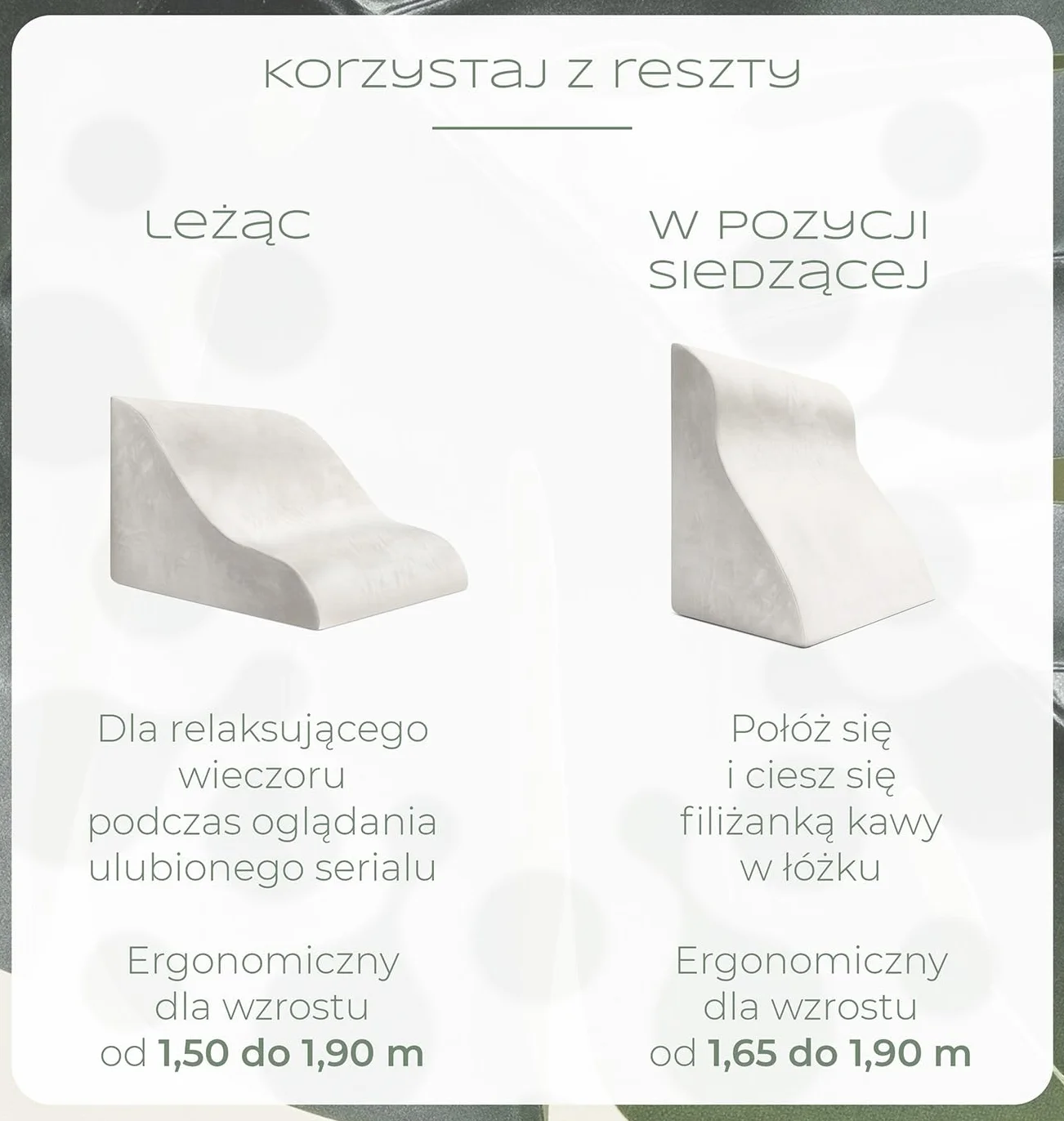 Poduszka klinowa z pianki memory do czytania i spania, ergonomiczne podparcie pleców