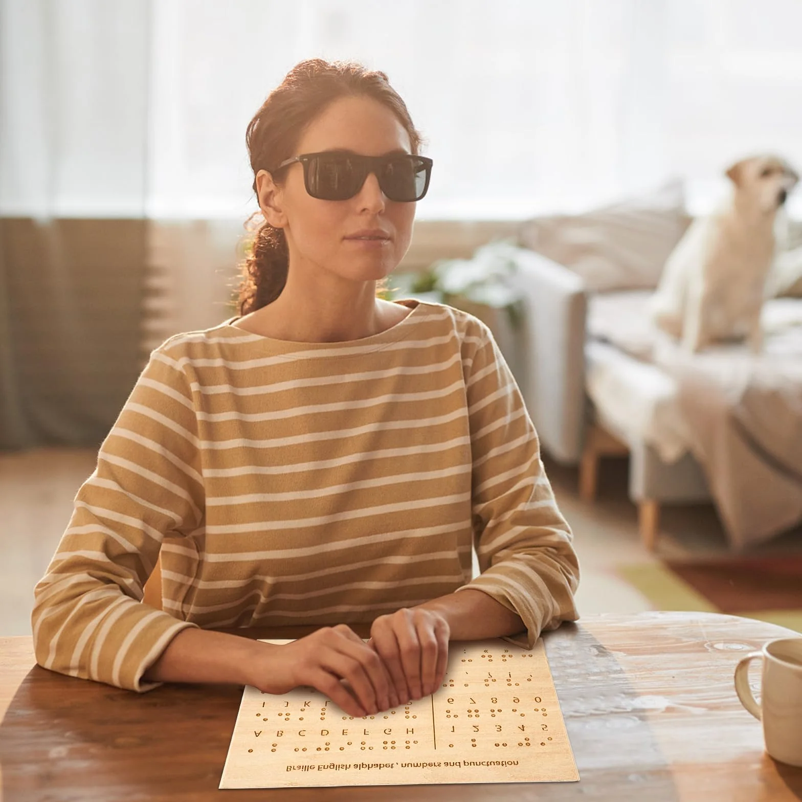 Drewniana Tablica Alfabetu Braille'a, Tablica Alfabetu Braille'a i Numerów Rzezbione Kropki Podstrunnica Braille'a Narzedzie Edukacyjne Montessori dla Wszystkich Grup Wiekowych
