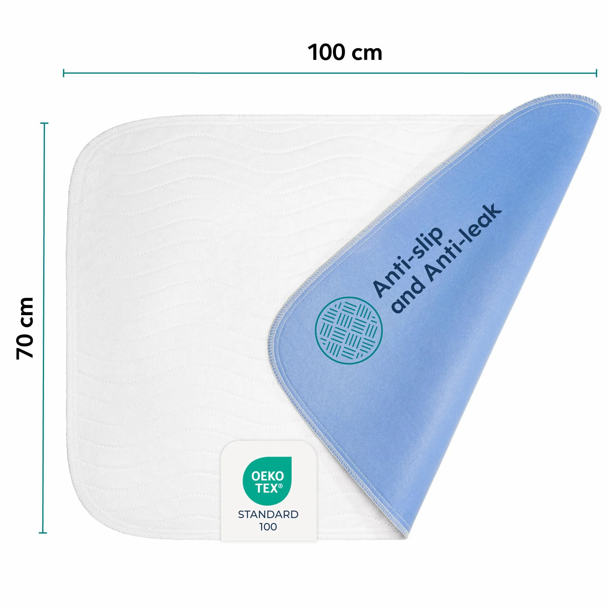 Dreamzie Ochraniacz na materac 70 x 100 cm - Chłonny i wodoodporny - Zmywalny pokrowiec na materac dla osób nietrzymających moczu
