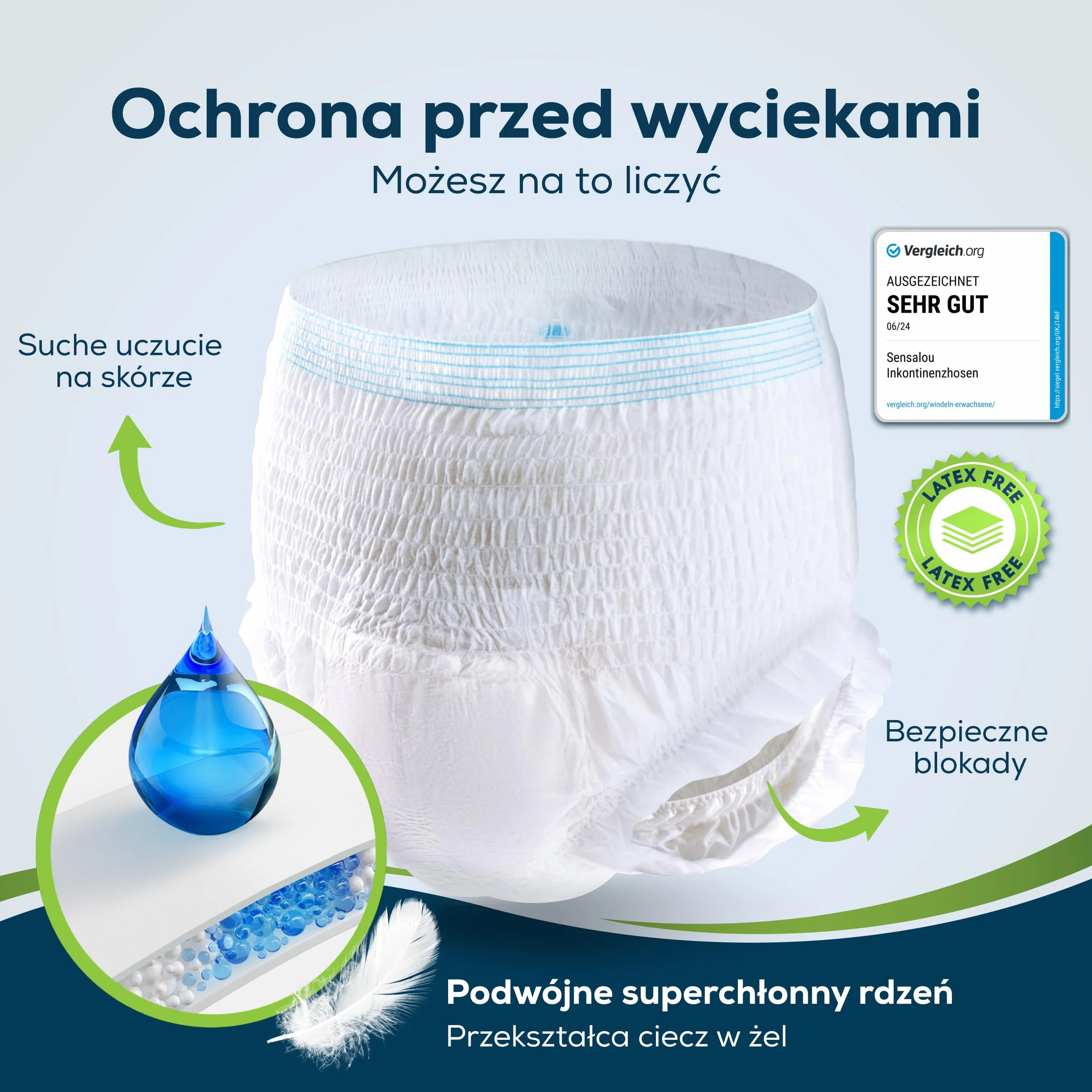 Sensalou Pieluchy dla dorosłych rozmiar XL 22 szt. chłonne spodnie ochronne na dzień i noc