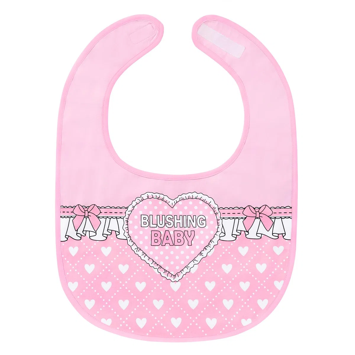 LittleForBig Bawełniany wodoodporny śliniak dla dorosłych z nadrukiem Babydoll z regulowanym zapięciem na rzep - Śliniak dla dorosłych Blushing Baby