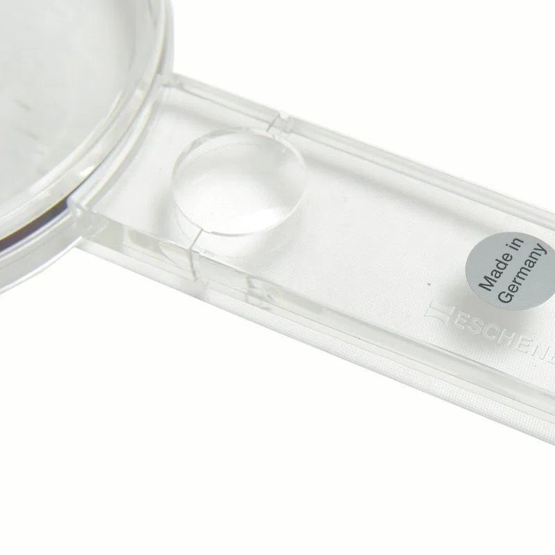 Eschenbach 2612407 - Reading magnifier with additional lens in handle, Excellent orientation on reading material due to transparent frame, Dimensions Lens: Ø 45 mm, Magnification: 3,25x, Dioptre: 9