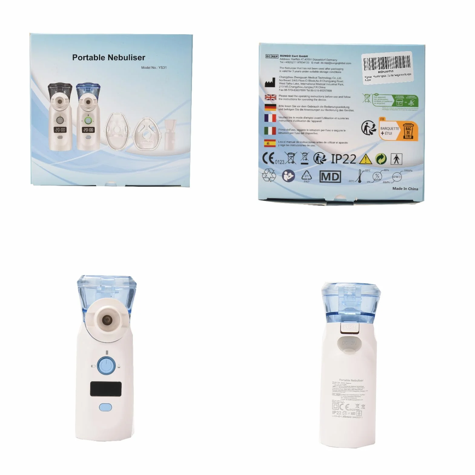 Nigecue Inhalator Przenośny Zestaw Nebulizatora Cichy Nebulizator z Ustnikiem i Maseczką dla Dzieci i Dorosłych, Ładowany przez USB
