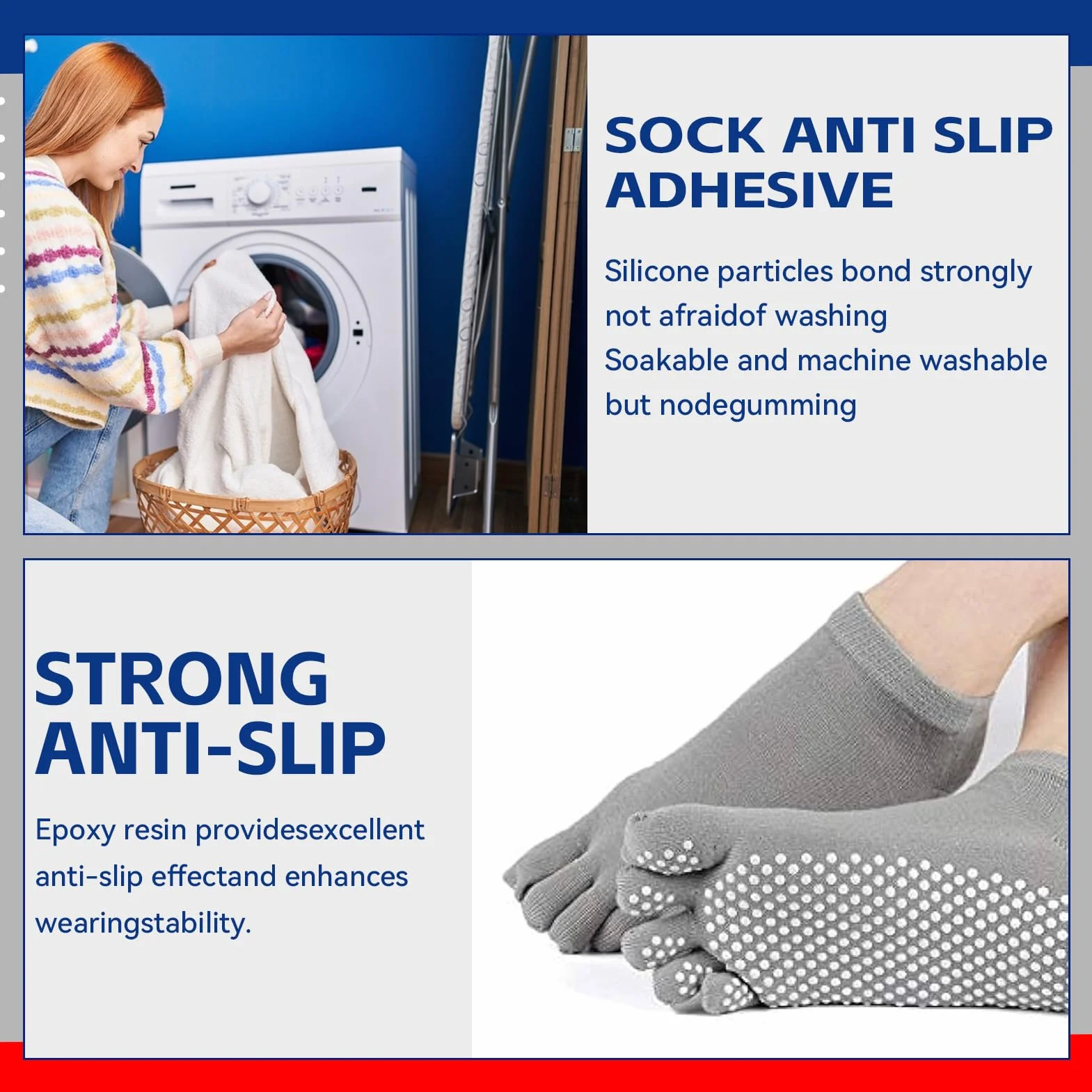 Sock Stop, antypoślizgowy lateks do skarpet, dywaników, mat łazienkowych, wieszaków, tekstyliów przezroczystych, 100 ml