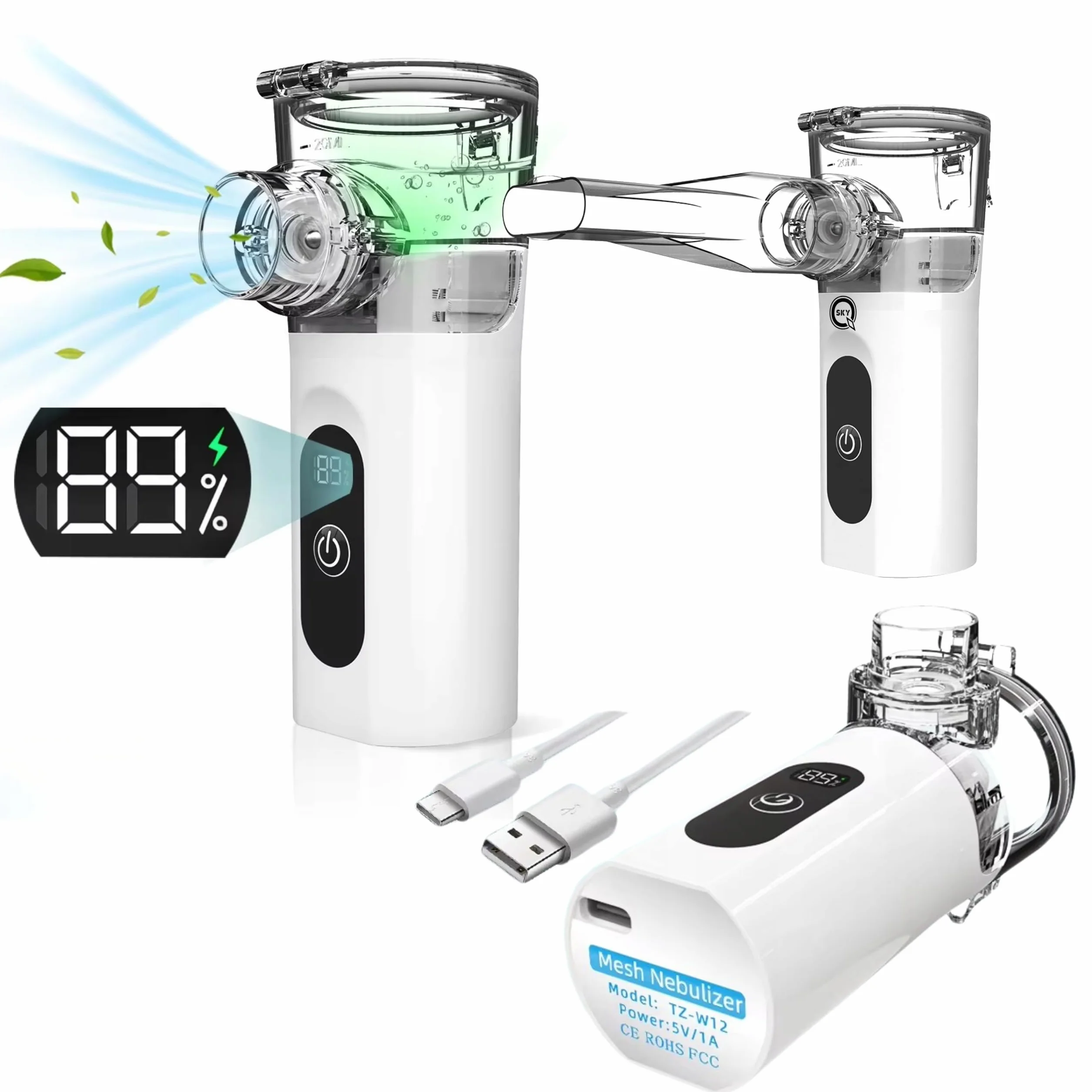 Inhalator Nebulizator Przenośny Cichy Akumulator QSKY dla Dzieci i Dorosłych