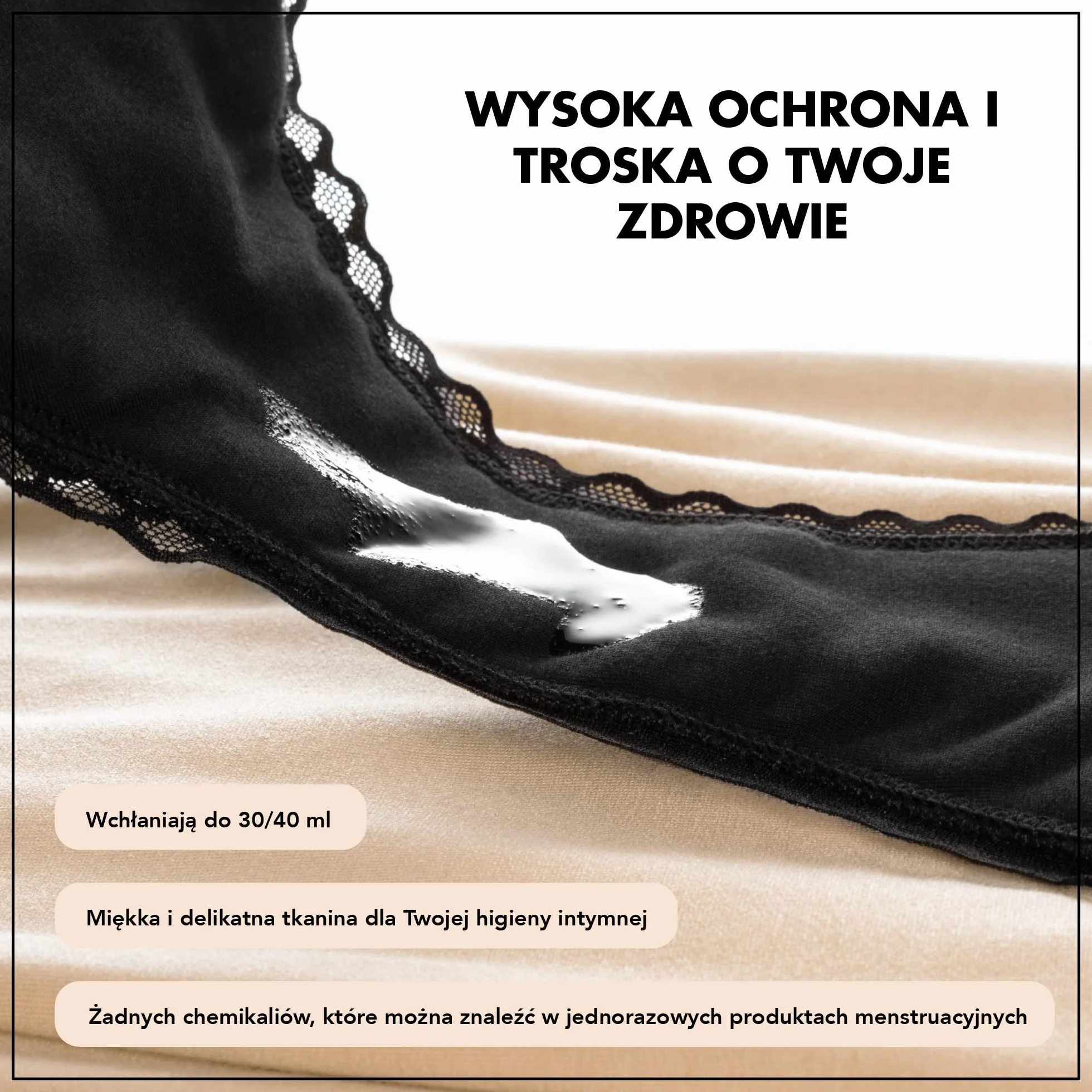 Zestaw 3 organicznych czarnych majtek na okres - chłonne i wielokrotnego użytku kobieca ochrona higieniczna - Przyjazna dla środowiska bielizna na okres dla kobiet i majtki na okres dla nastoletnich dziewcząt z 4 szczelnymi warstwami