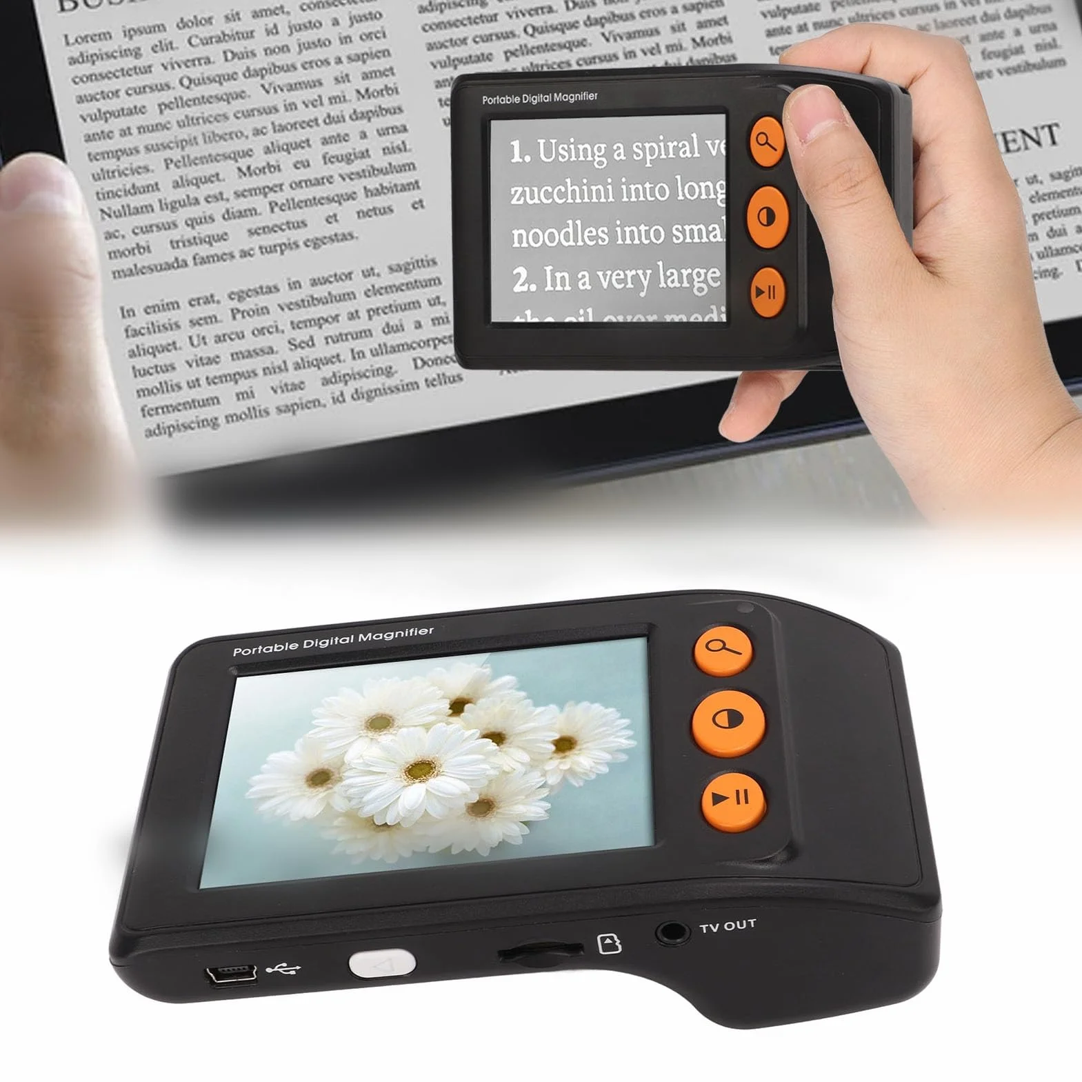 Elektroniczna Lupa Wideo 3,5-calowy Ekran LCD Zoom 2x-25x Czytnik HD