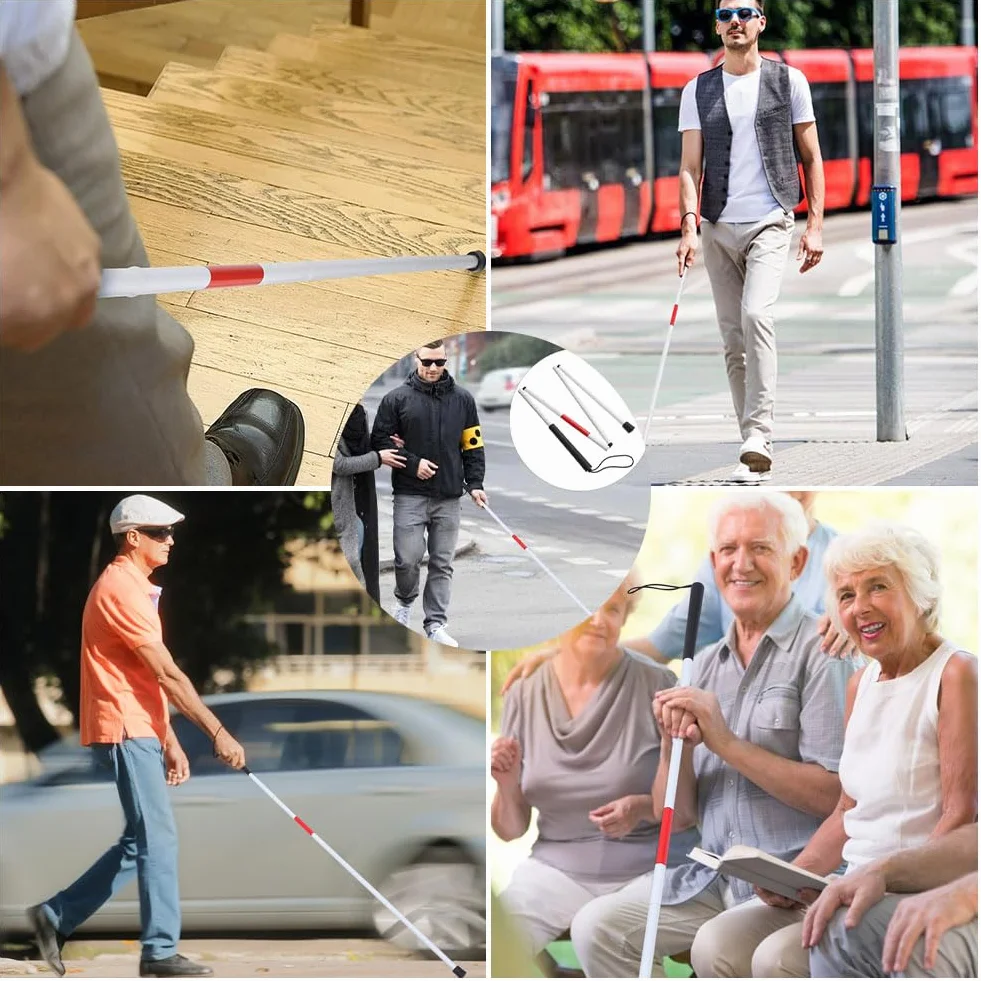 Laska składana męska, składana, aluminiowa laska, laska damska, regulowana wysokość, elegancki kijek do chodzenia, przenośny kijek do chodzenia, składany + smycz na klucz, ciemnobrązowa