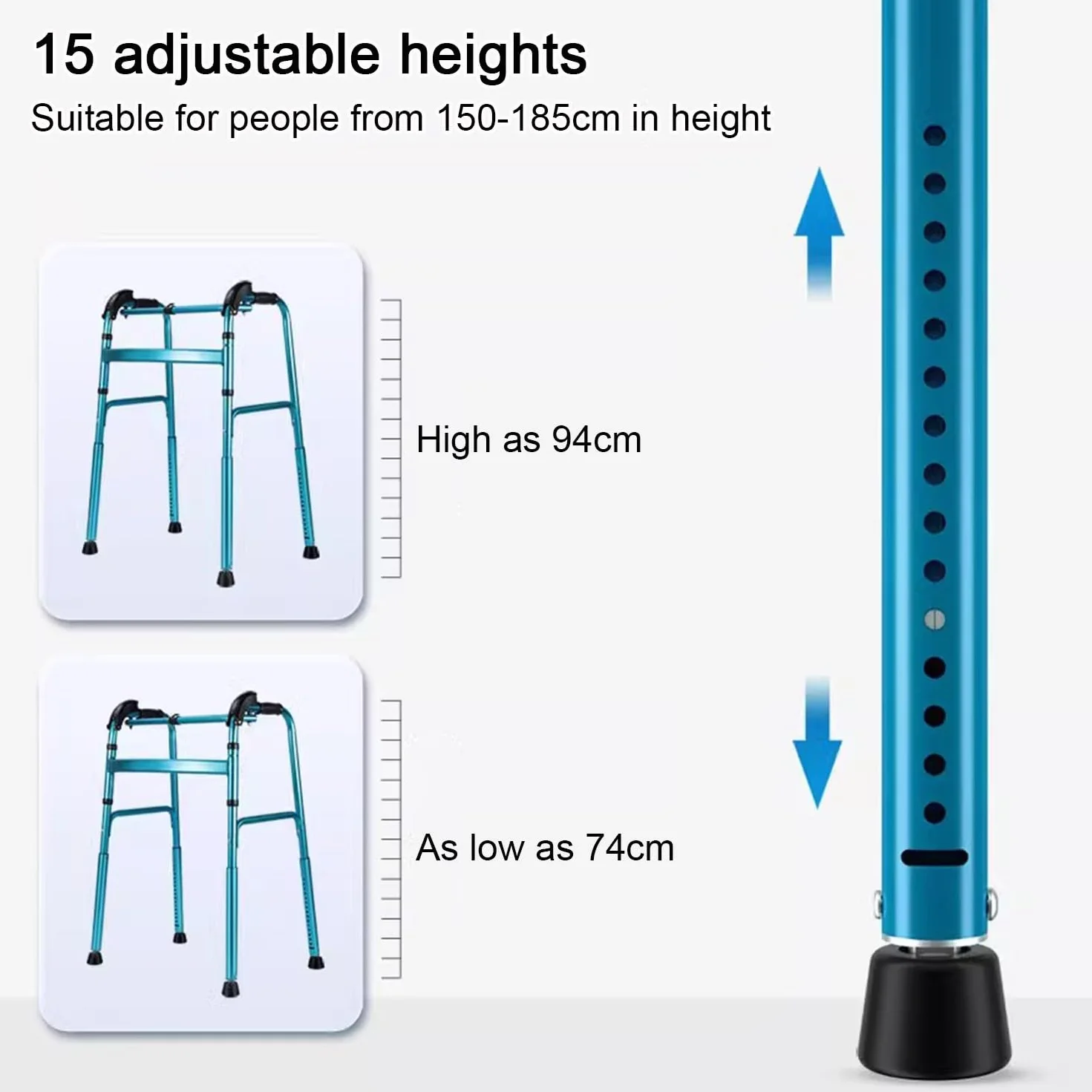 Aluminium Foldable Walking Frame Stair Climbing Aid Adjustable Height