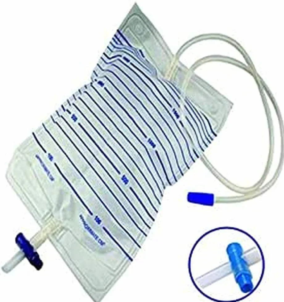 CURA FARMA Curabag 2-litrowe worki na mocz z krzyżowym kurkiem spustowym i zaworem zwrotnym, 30 sztuk - worki do drenażu moczu i cewnika z rurką 130 cm, bez lateksu PVC