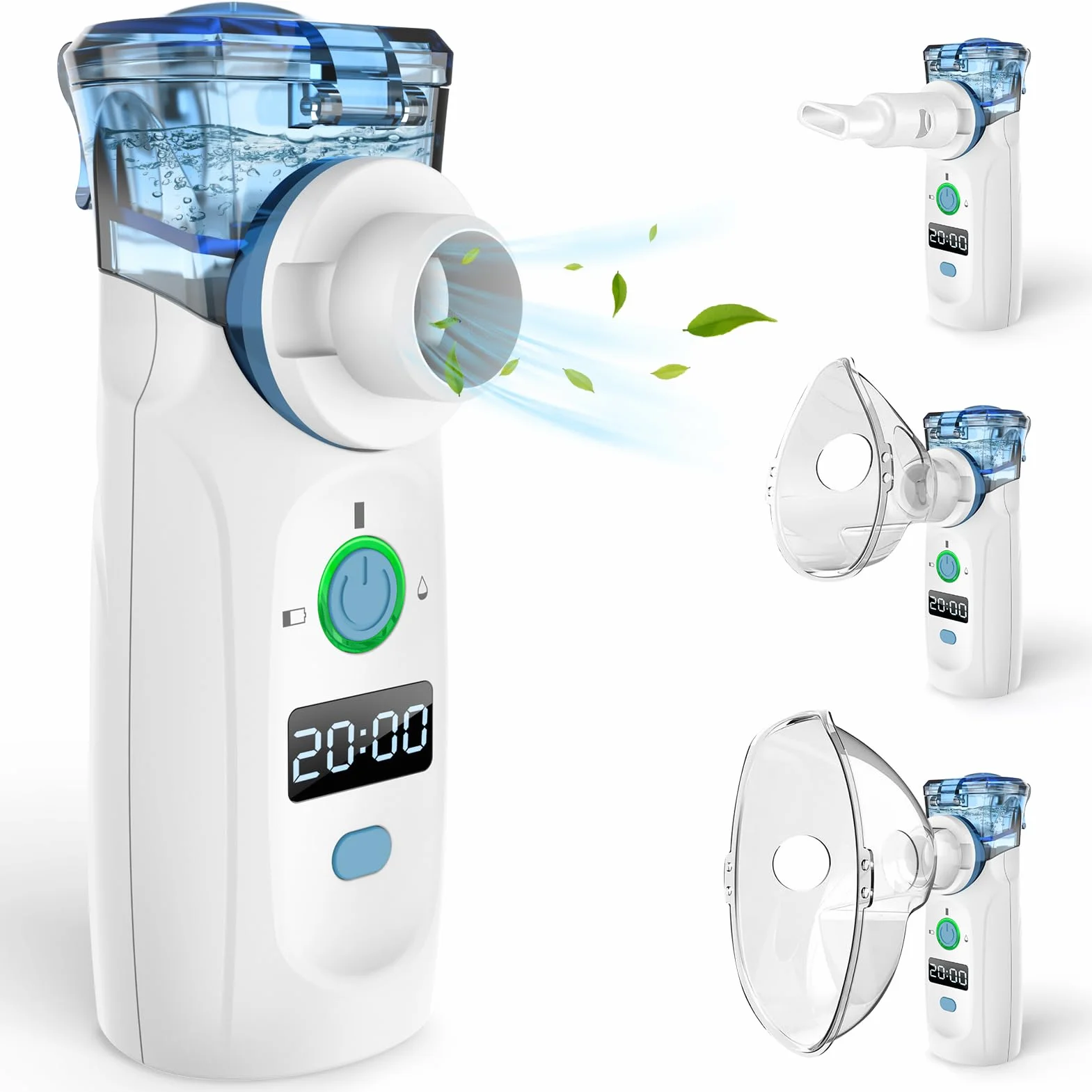 Nigecue Inhalator Przenośny Zestaw Nebulizatora Cichy Nebulizator z Ustnikiem i Maseczką dla Dzieci i Dorosłych, Ładowany przez USB