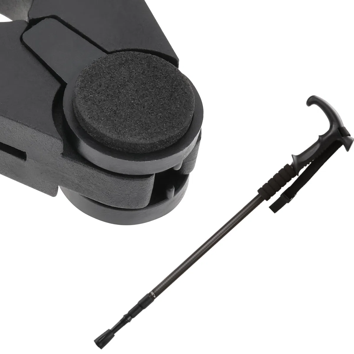 OTOTEC Uchwyt na laskę do chodzenia, czarny, 5,2 x 4,7 cm, wysokość 2,1 cm, idealny do rur o średnicy od 1,6 cm do maks. 2,5 cm, 2 szt