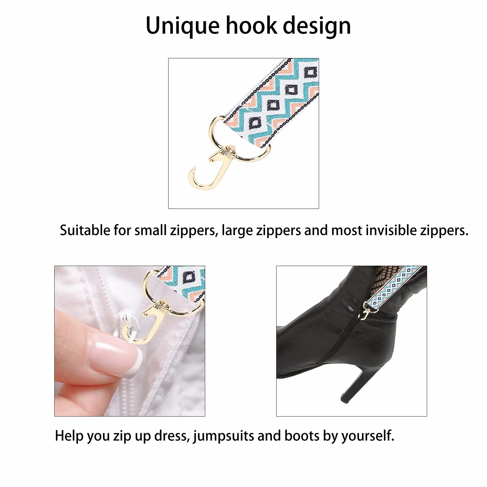 Zipper Helper, Dress Boots Zipper Puller Zip Up Down Assistant Łatwe Zdejmowanie z Haczykiem