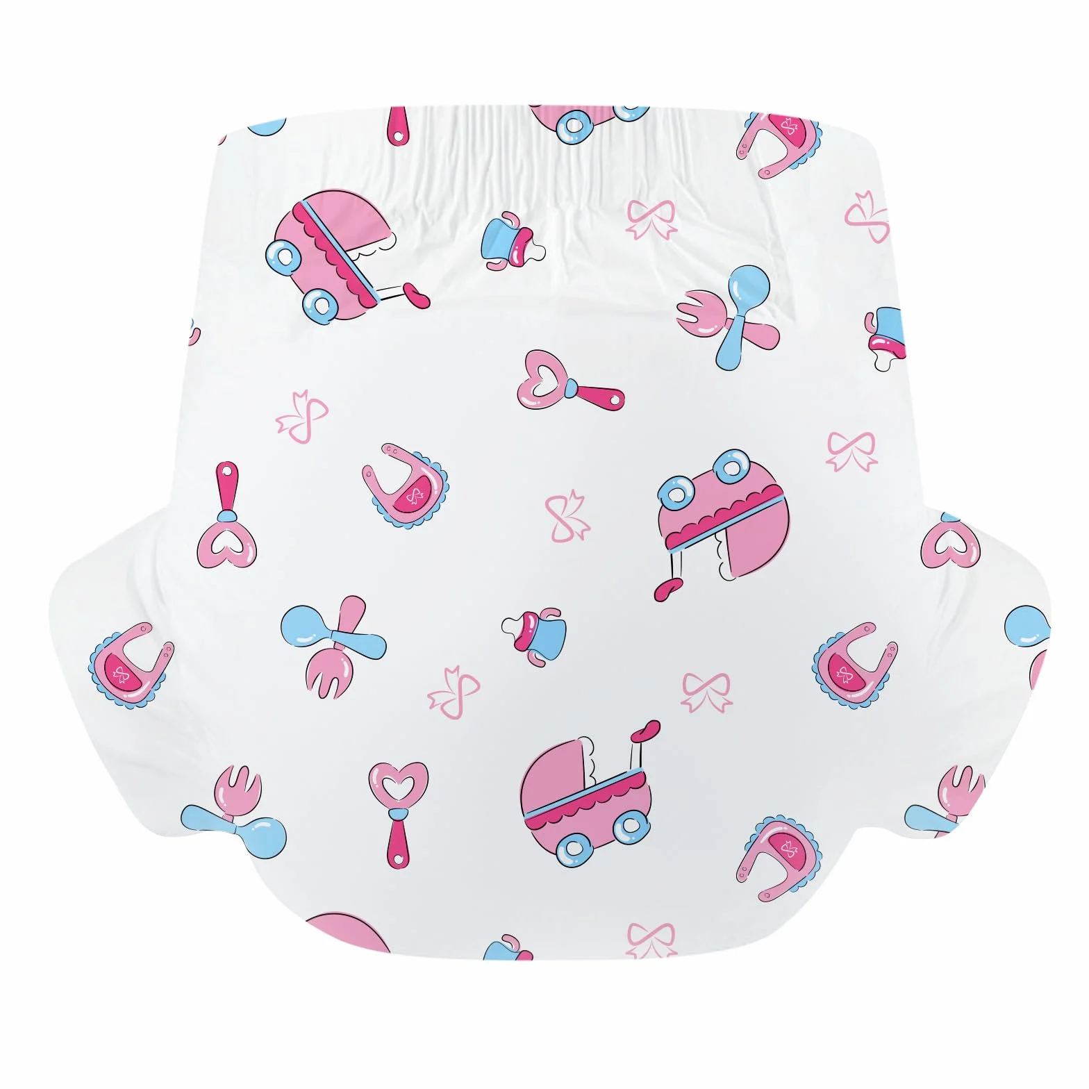 CutiePlusU Pieluchy dla dorosłych, 2 sztuki jednorazowe pieluchy inkontynencyjne z pętelkami, mocna absorpcja na noc - Baby Dream (rozmiar M 71-97 cm)