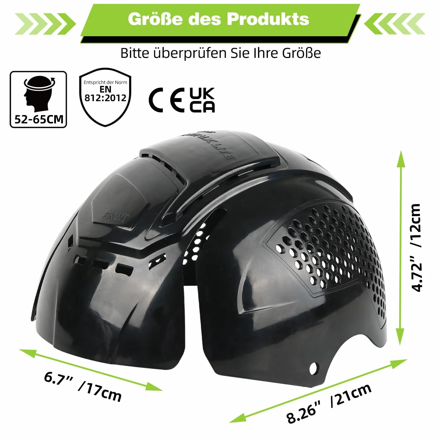 GREEN DEVIL Matrix Lite uniwersalna czapka ochronna na głowę, z twardą powłoką, ABS, oddychająca, lekka, odporna na wstrząsy, pasuje do każdego kapelusza baseballowego lub hardhatów