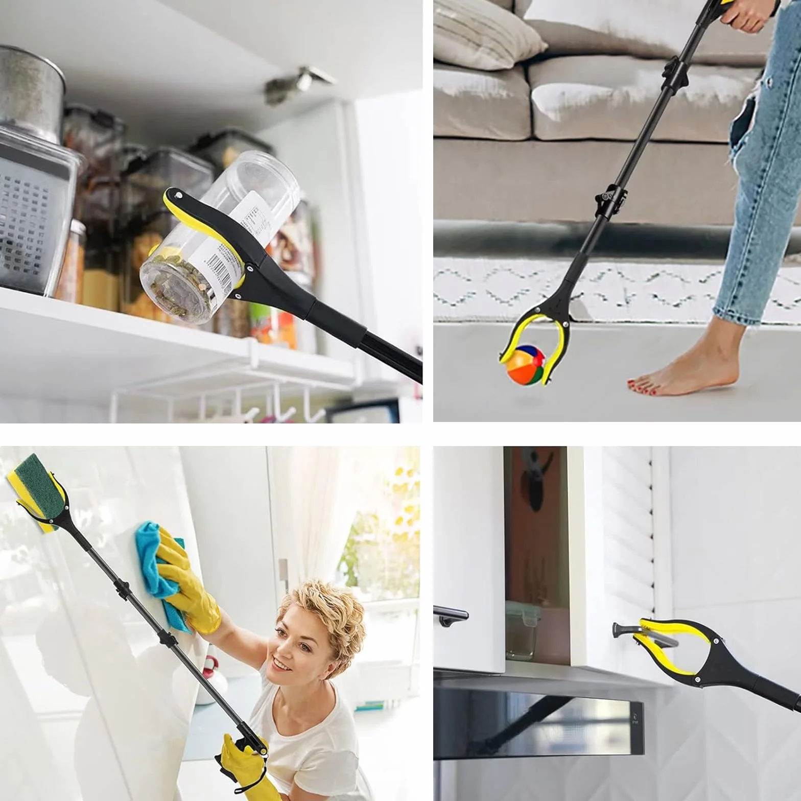 Szczypce chwytakowe dla seniorów, 110 cm, aluminiowe, długie, składane chwytaki z magnetycznymi końcówkami, pomoc w chwytaniu, dla osób niepełnosprawnych, zbieranie odpadów (czarne)