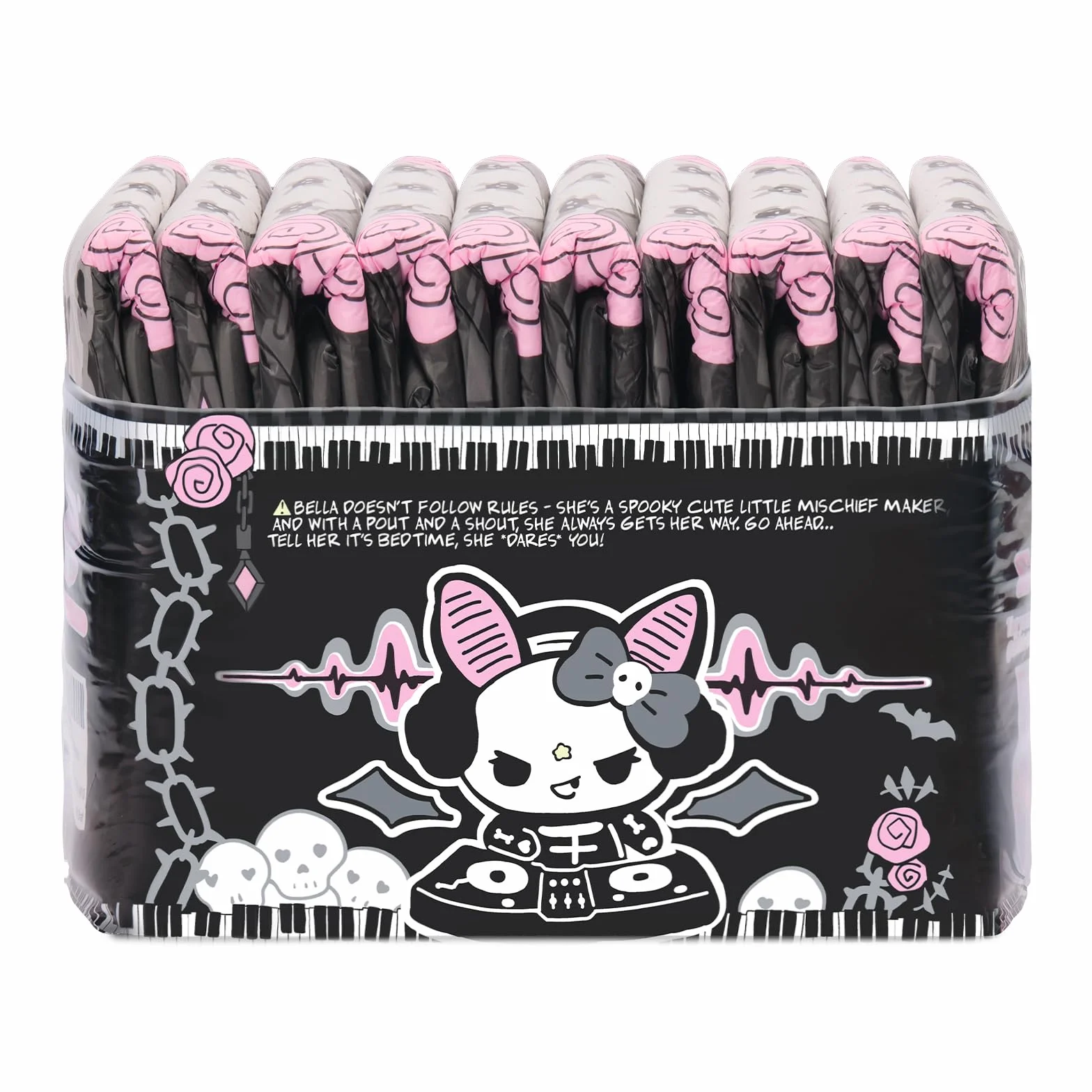 LittleForBig Ultra chłonne pieluchy dla dorosłych z nadrukiem 7000 ml 10 sztuk Goth Brat (L)