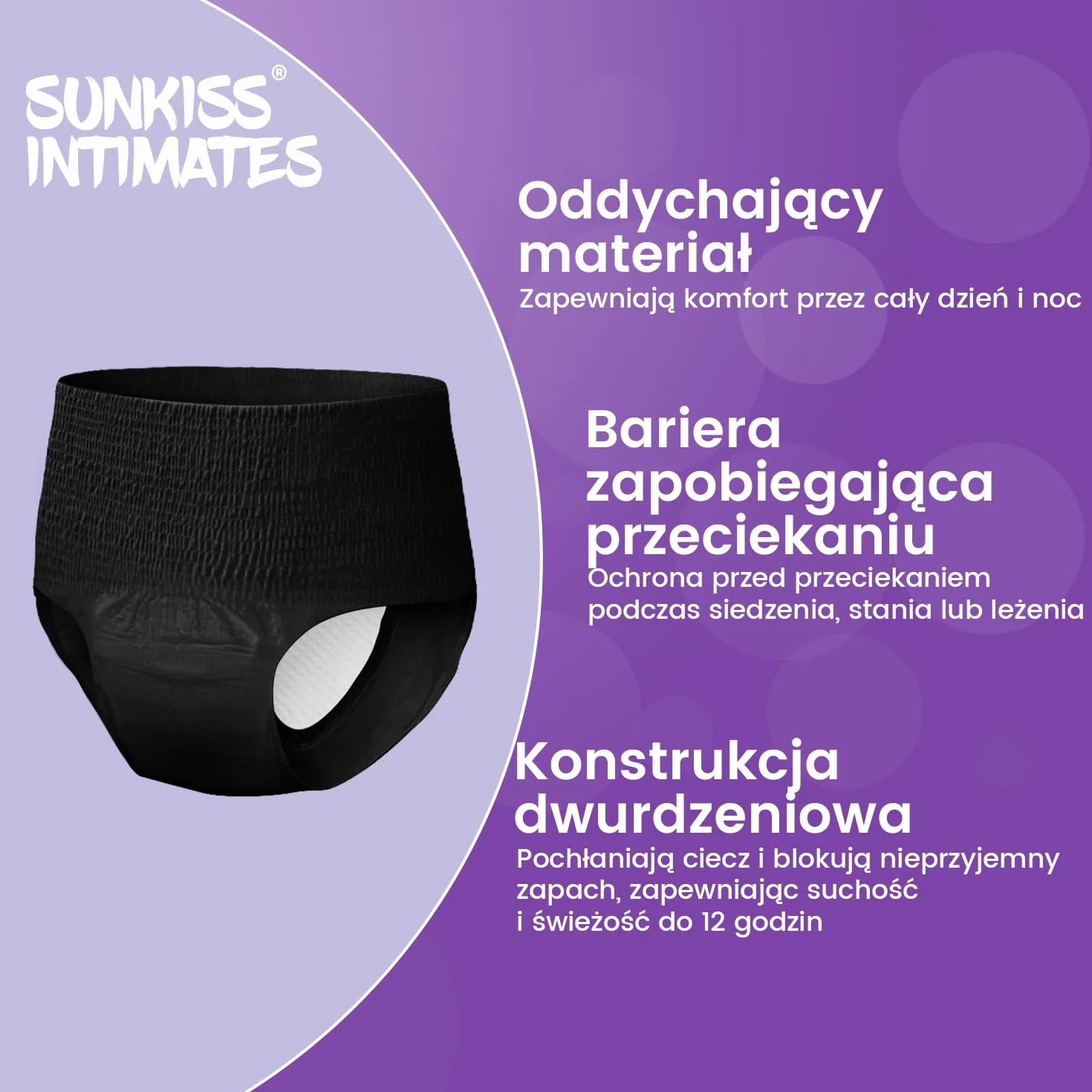Jednorazowe majtki menstruacyjne dla kobiet z obfitym krwawieniem, bezzapachowa bielizna poporodowa, czarne, XL, 10 sztuk
