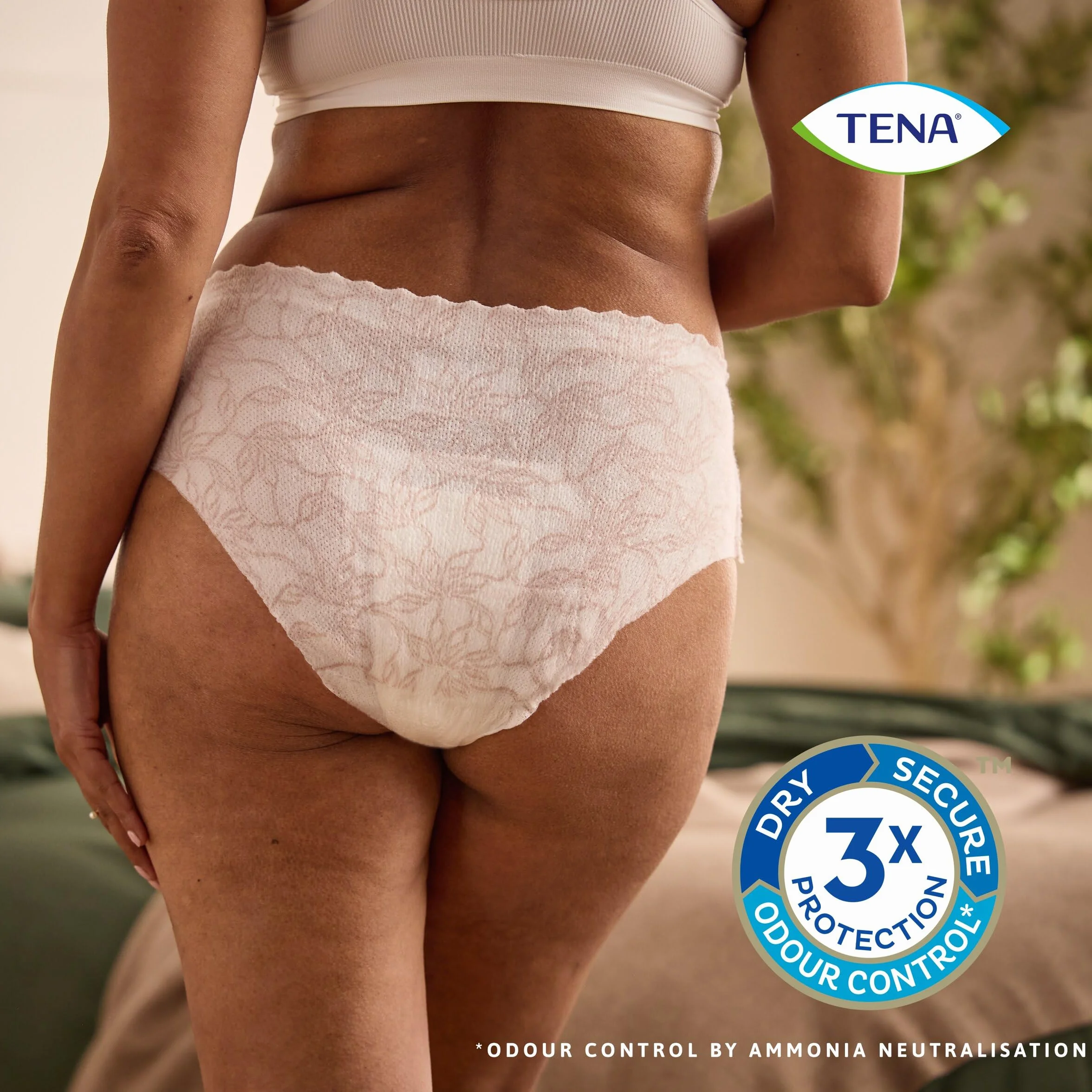 Tena Silhouette Plus średnia bielizna z niskim stanem, biała, dopasowany krój, do 100% ochrony, sucha plus 3-krotna bezpieczna ochrona